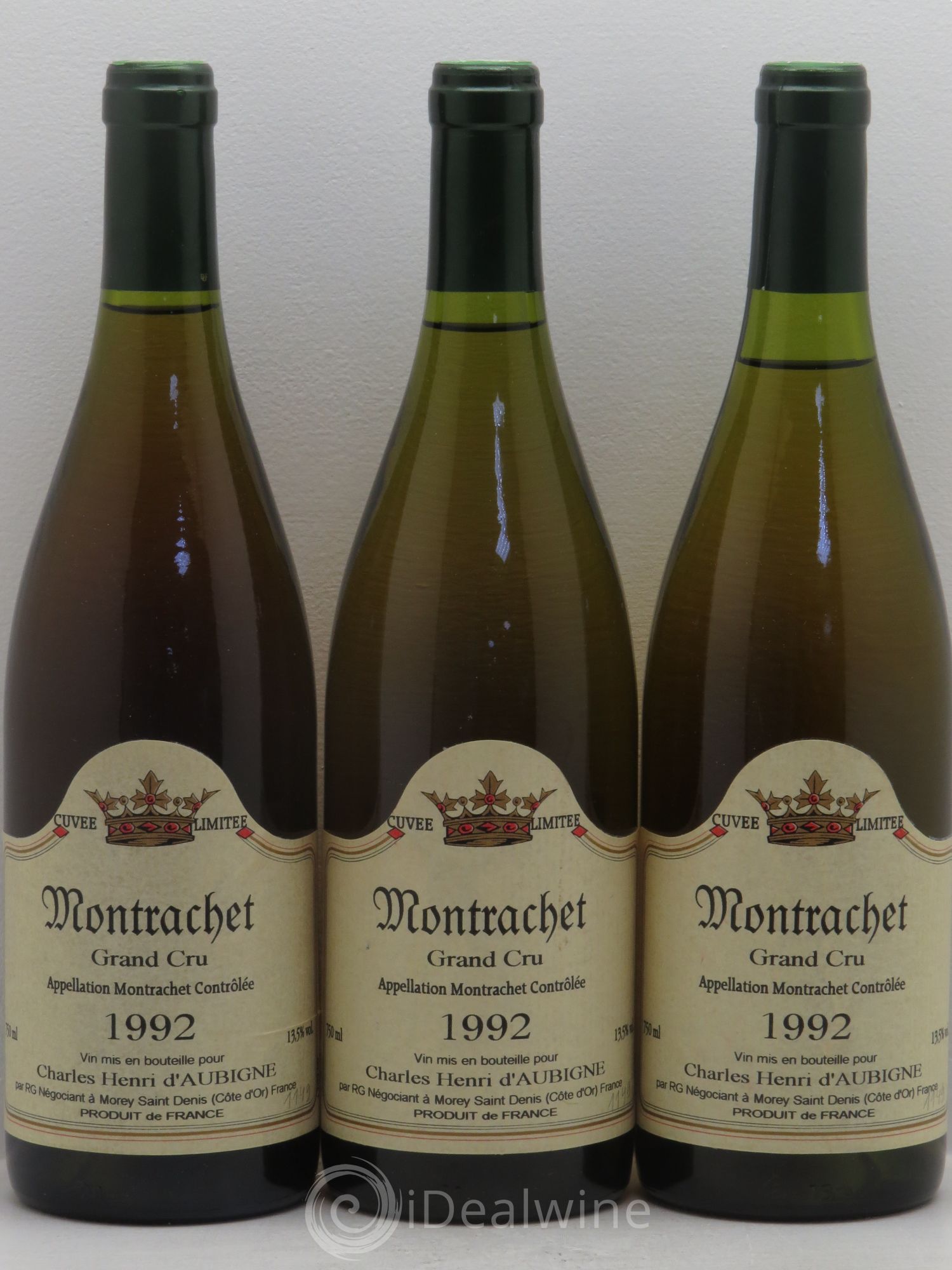Montrachet Grand Cru Charles Henri d'Aubigne 1992 - Posten von 3 Flaschen - 0