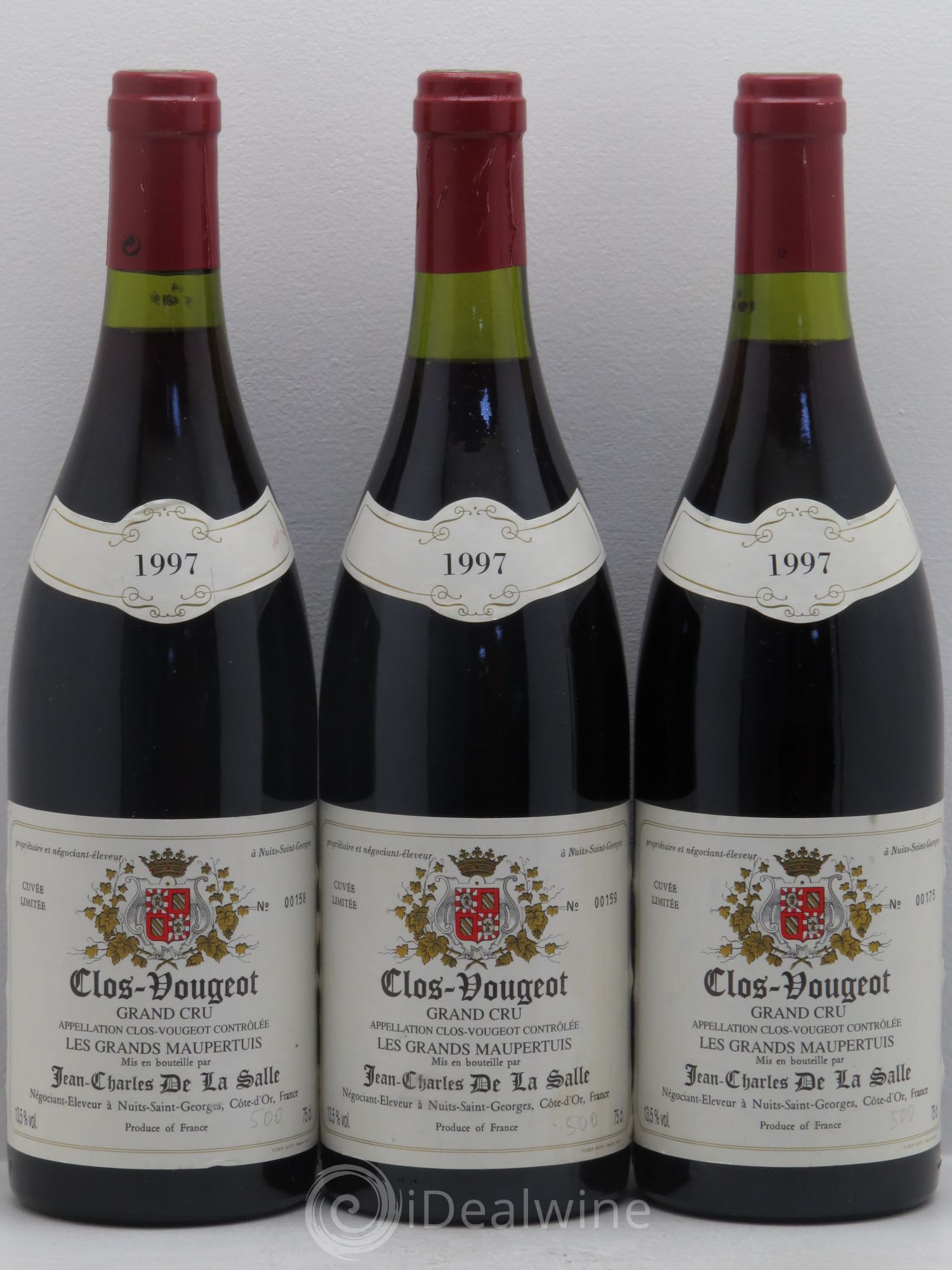 Clos de Vougeot Grand Cru Jean Charles de la Salle - Cuvée Les Grands Maupertuis 1997 - Lotto di 3 bottiglie - 0