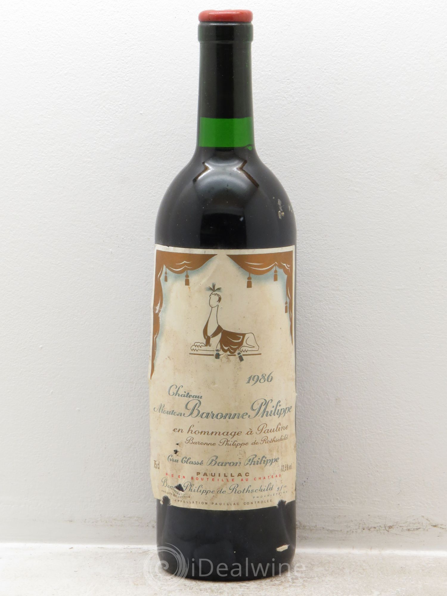 Château d' Armailhac - Mouton Baron(ne) Philippe 5ème Grand Cru Classé 1986 - Lot de 1 bouteille - 0