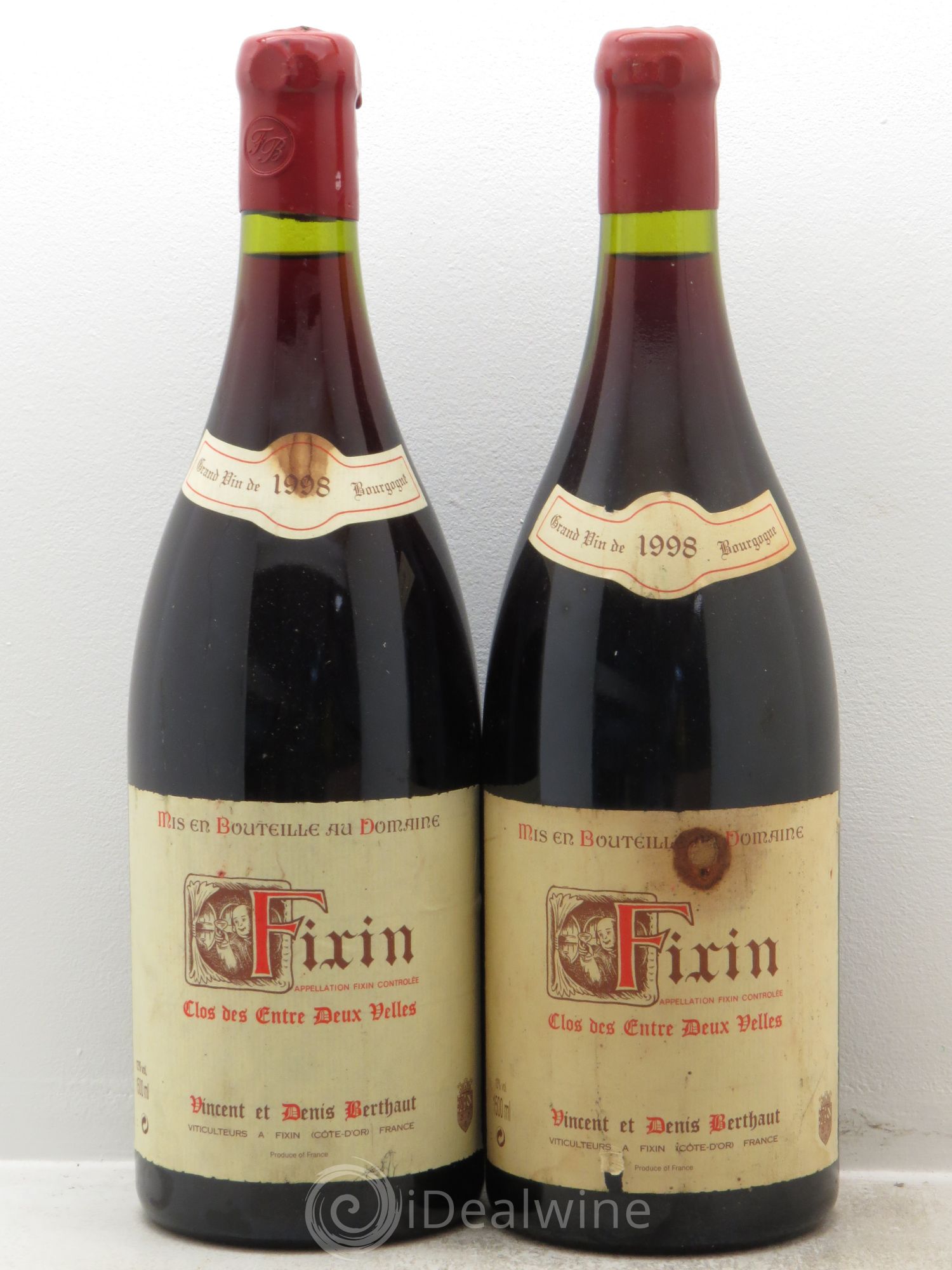 Fixin Clos des entre deux velles Domaine Berthaut (sans prix de réserve) 1998 - Posten von 2 Magnum - 0
