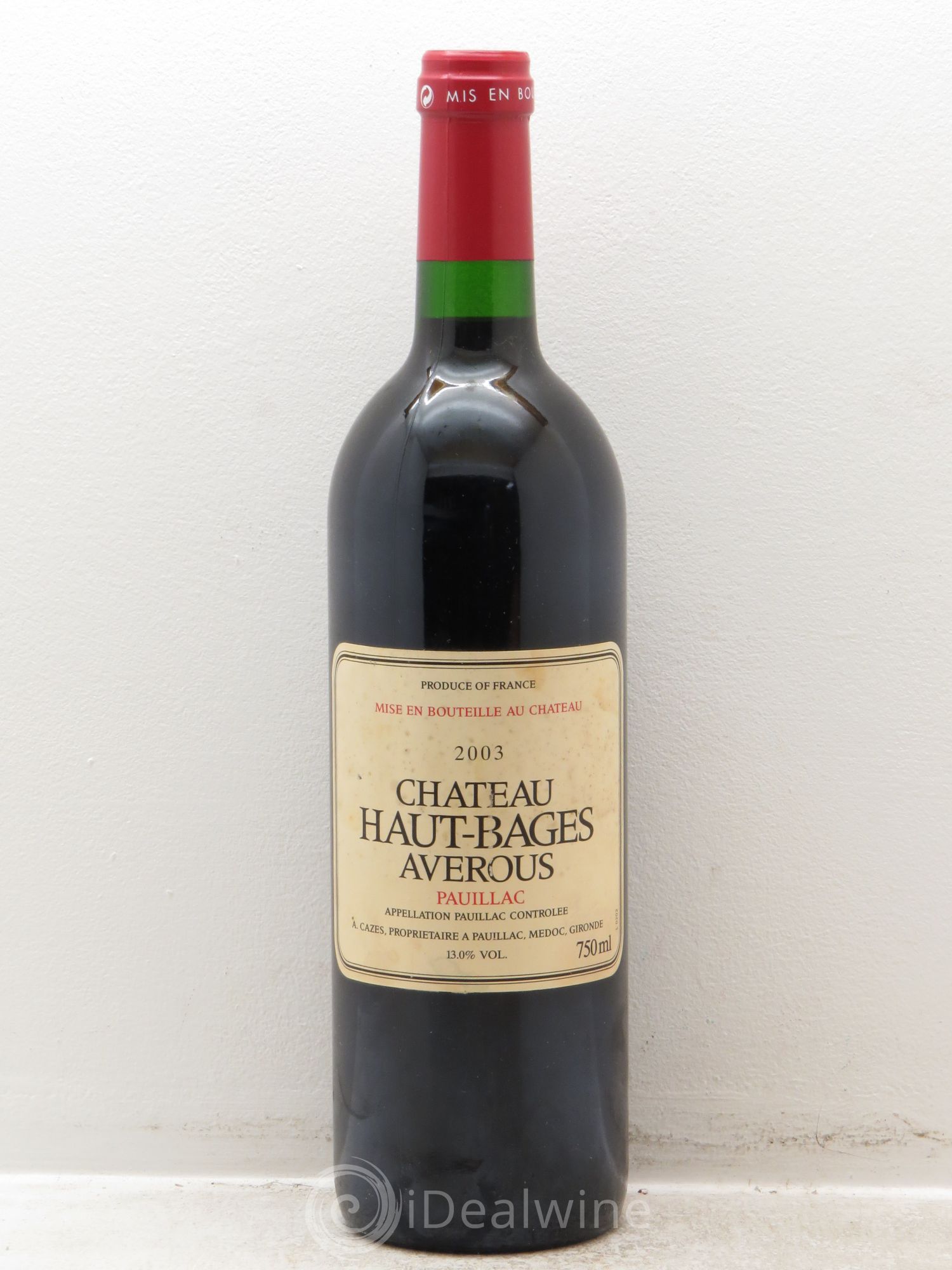 Château Haut Bages Averous Cru Bourgeois 2003 - Lot de 1 bouteille - 0