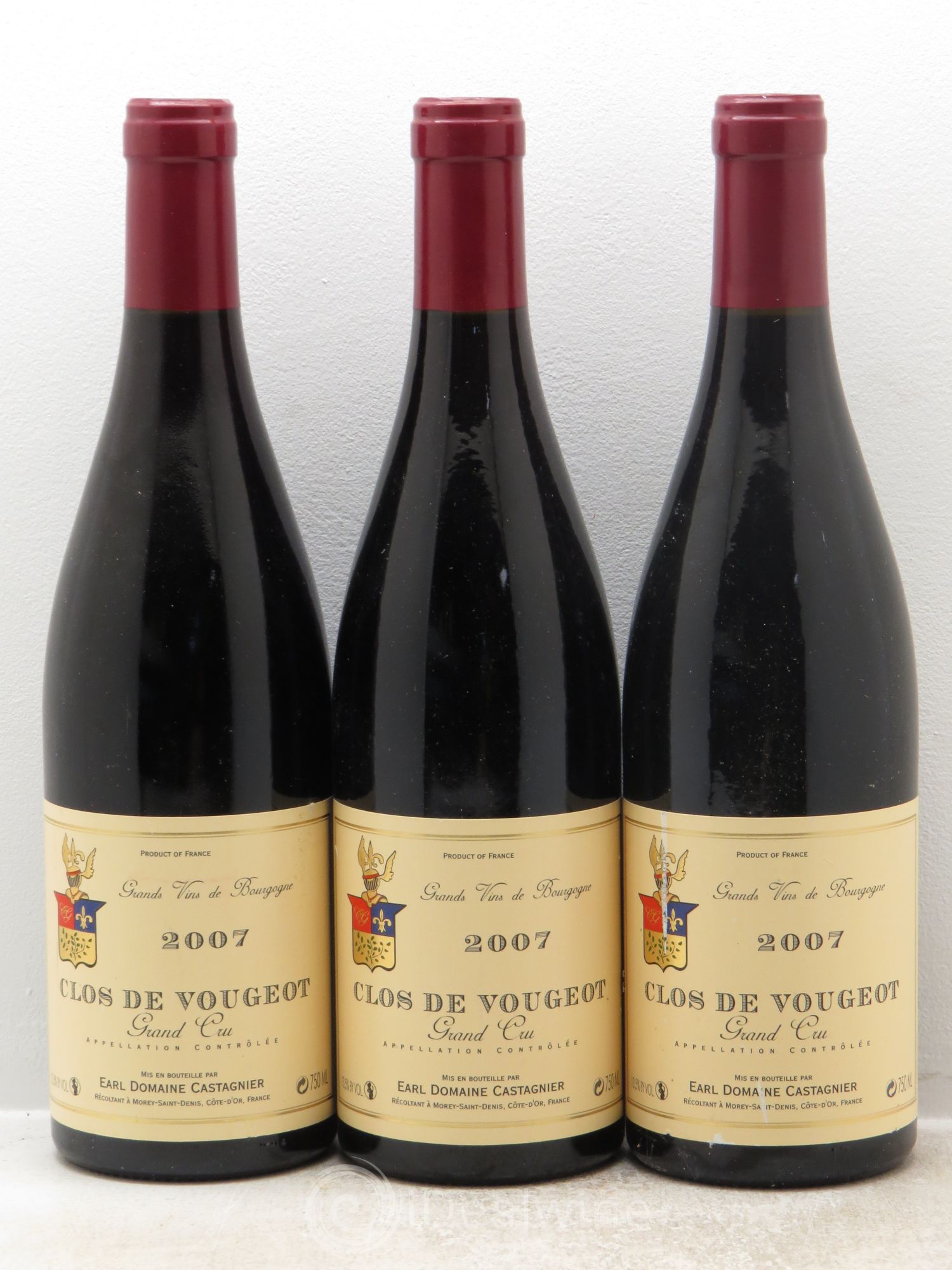 Clos de Vougeot Grand Cru Domaine Castagnier 2007 - Lot de 3 bouteilles - 0