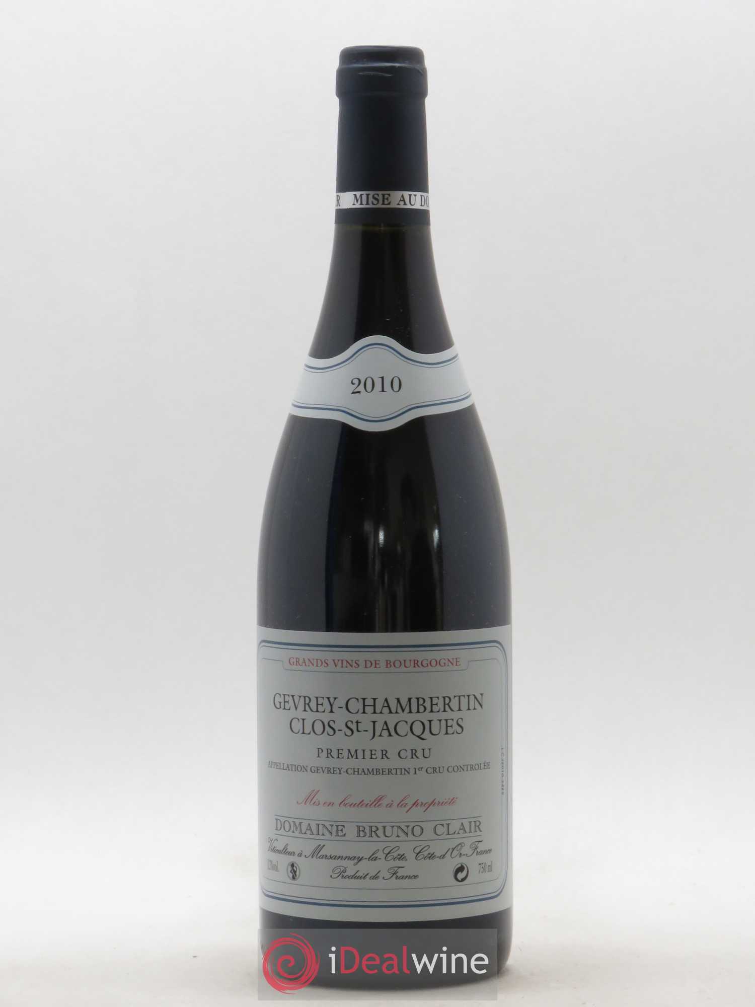 Gevrey-Chambertin 1er Cru Clos Saint-Jacques Bruno Clair (Domaine) 2010 - Lot de 1 bouteille - 0