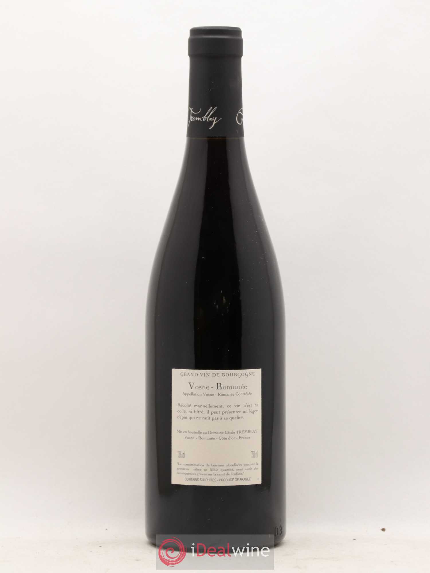 Vosne-Romanée Vieilles Vignes Cécile Tremblay 2012 - Lot de 1 bouteille - 1