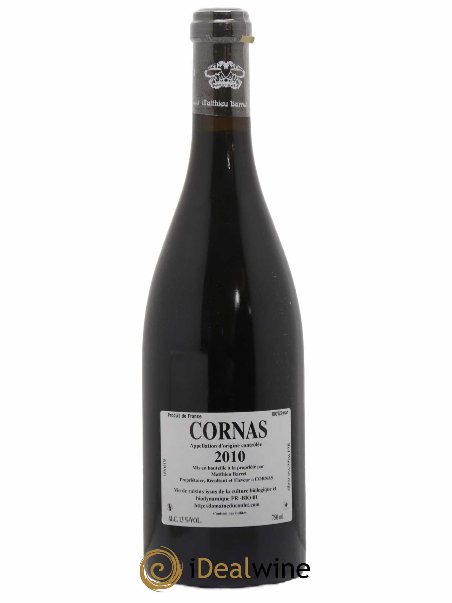 Cornas Billes Noires Coulet (Domaine du) - Matthieu Barret 2010 - Lot de 1 bouteille - 1