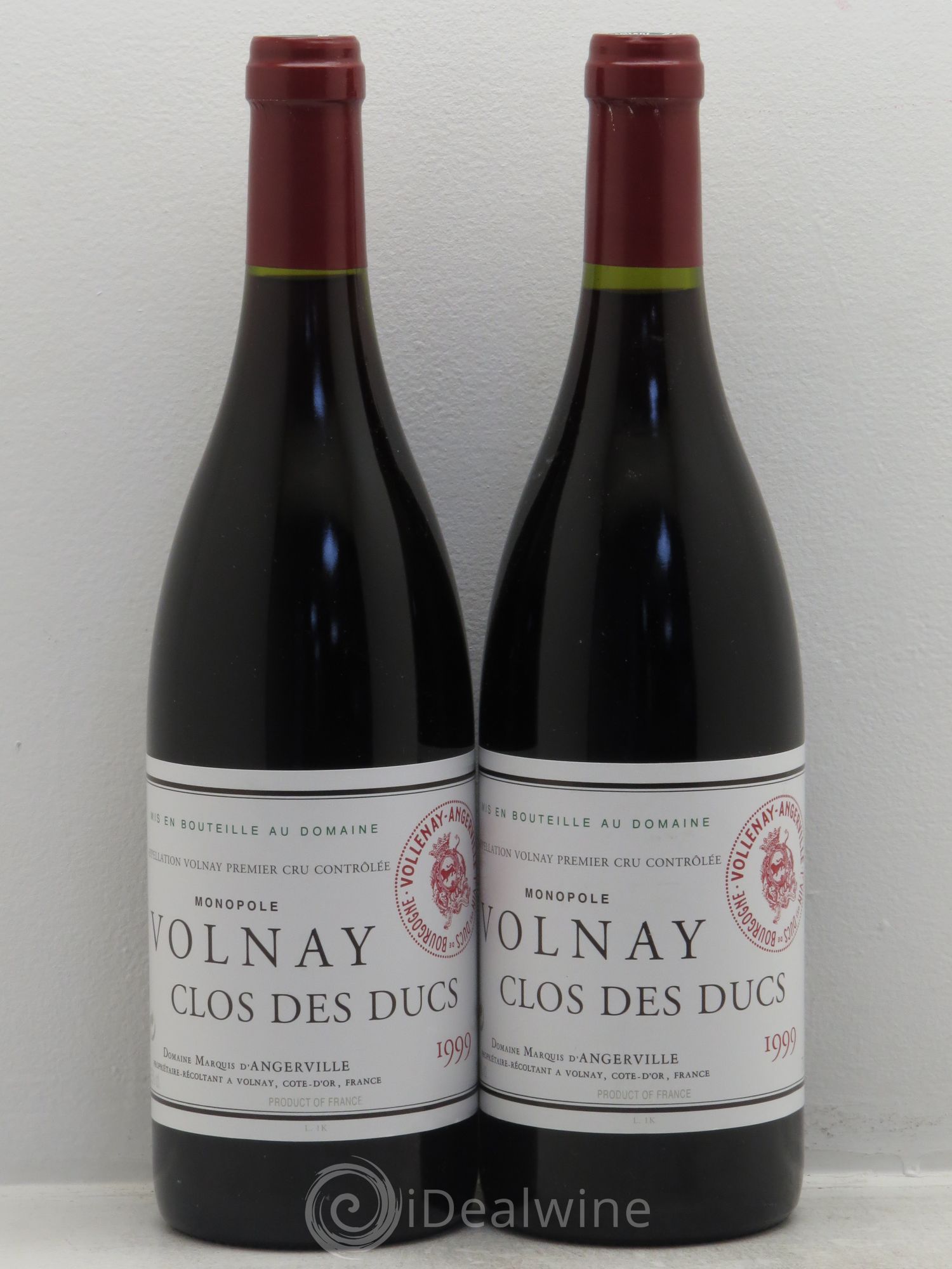 Volnay 1er Cru Clos des Ducs Marquis d'Angerville (Domaine) 1999 - Lot de 2 bouteilles - 0