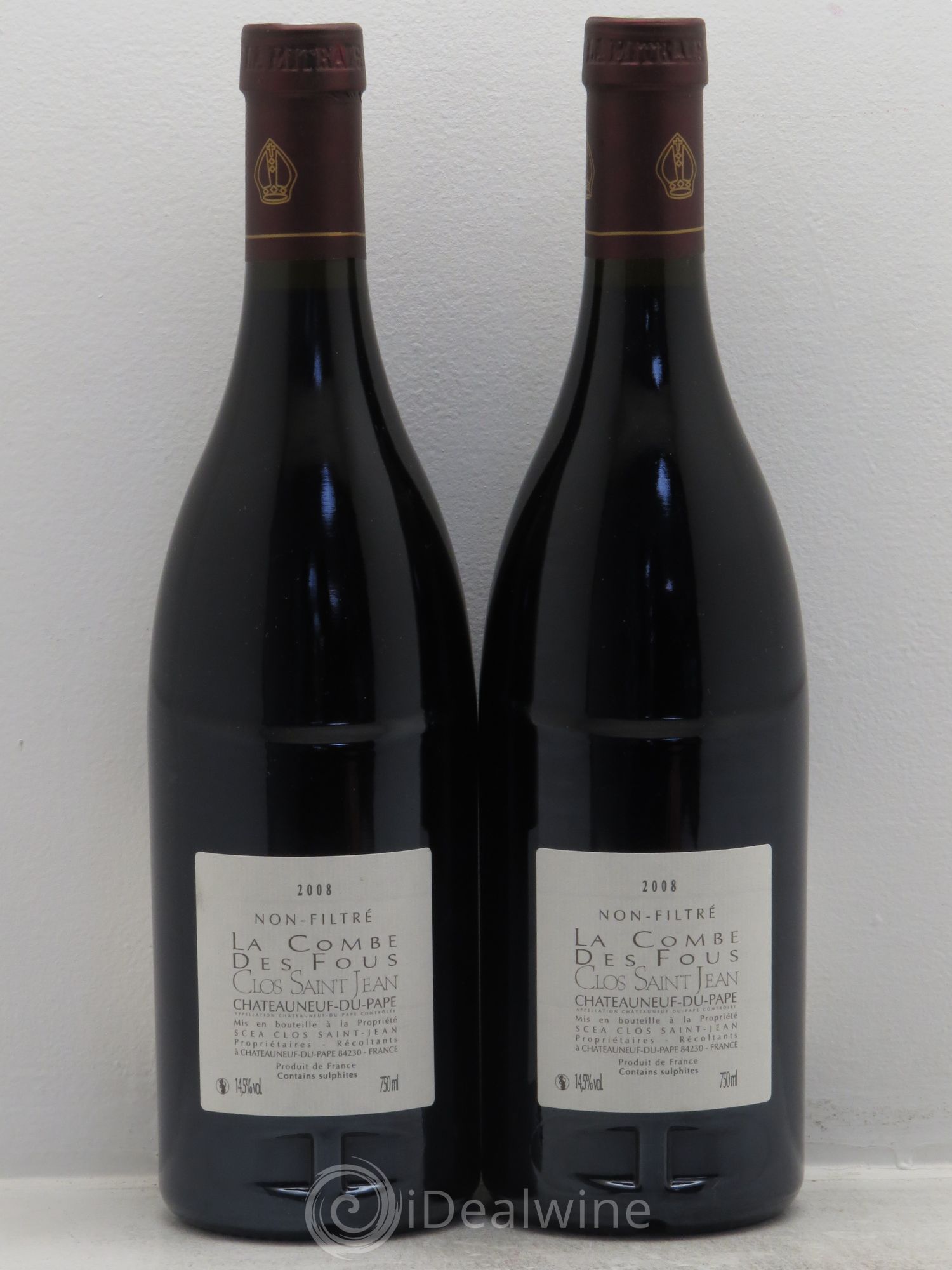 Châteauneuf-du-Pape Clos Saint-Jean La Combe des Fous Pascal et Vincent Maurel 2008 - Lot de 2 bouteilles - 1