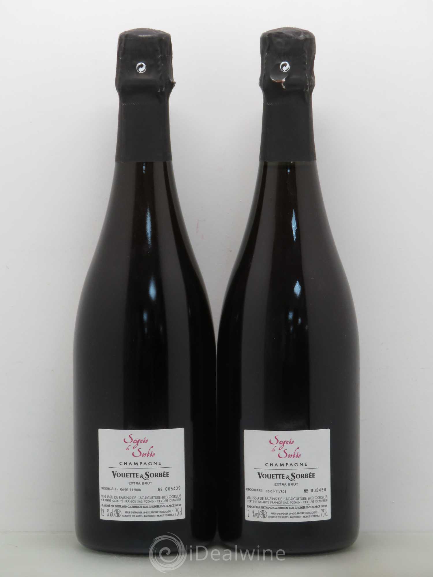 Champagne - Saignée de Sorbée Extra Brut Vouette & Sorbée - Posten von 2 Flaschen - 1
