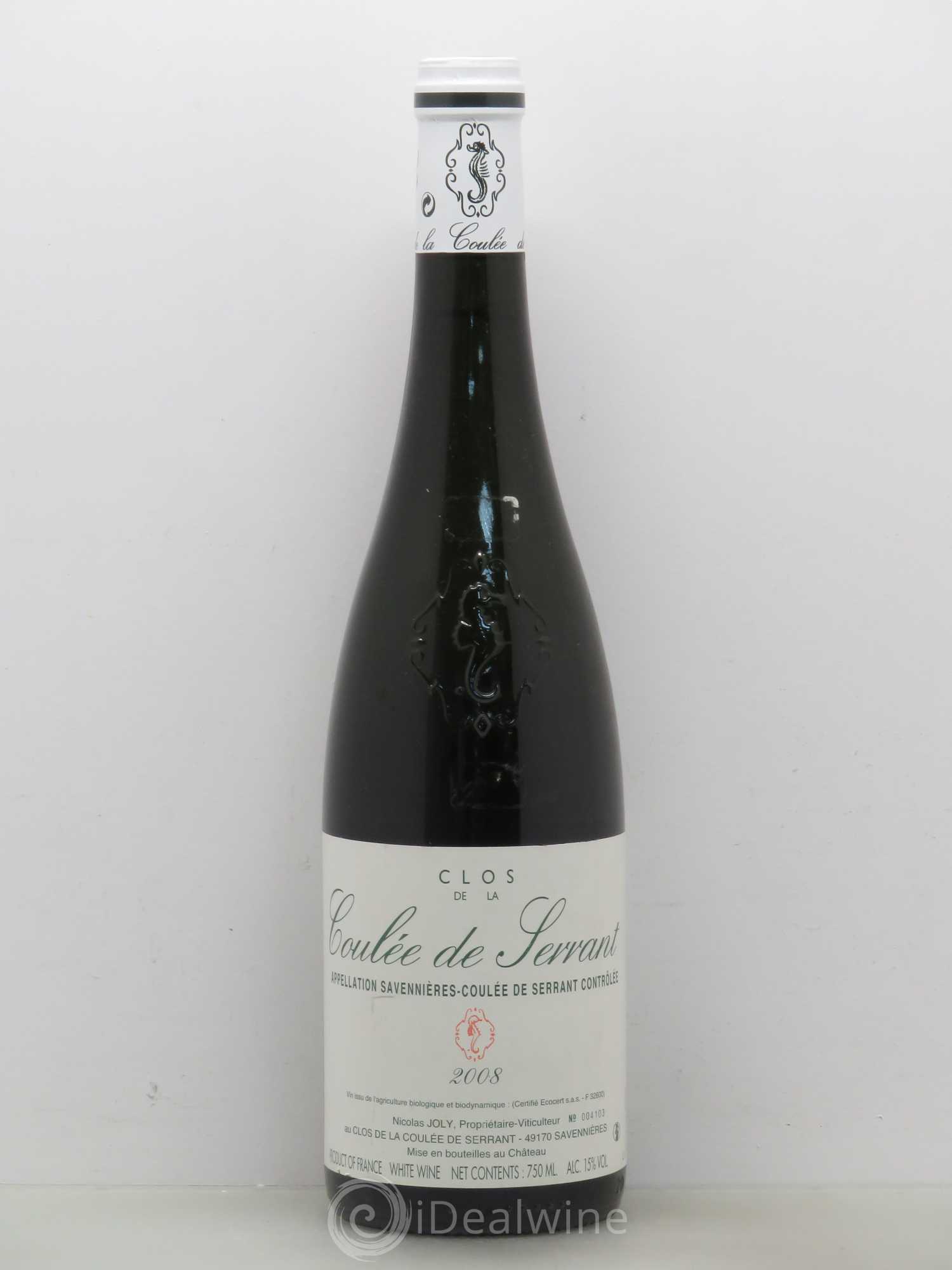 Savennières Clos de la Coulée de Serrant Vignobles de la Coulée de Serrant - Nicolas Joly 2008 - Lot de 1 bouteille - 0