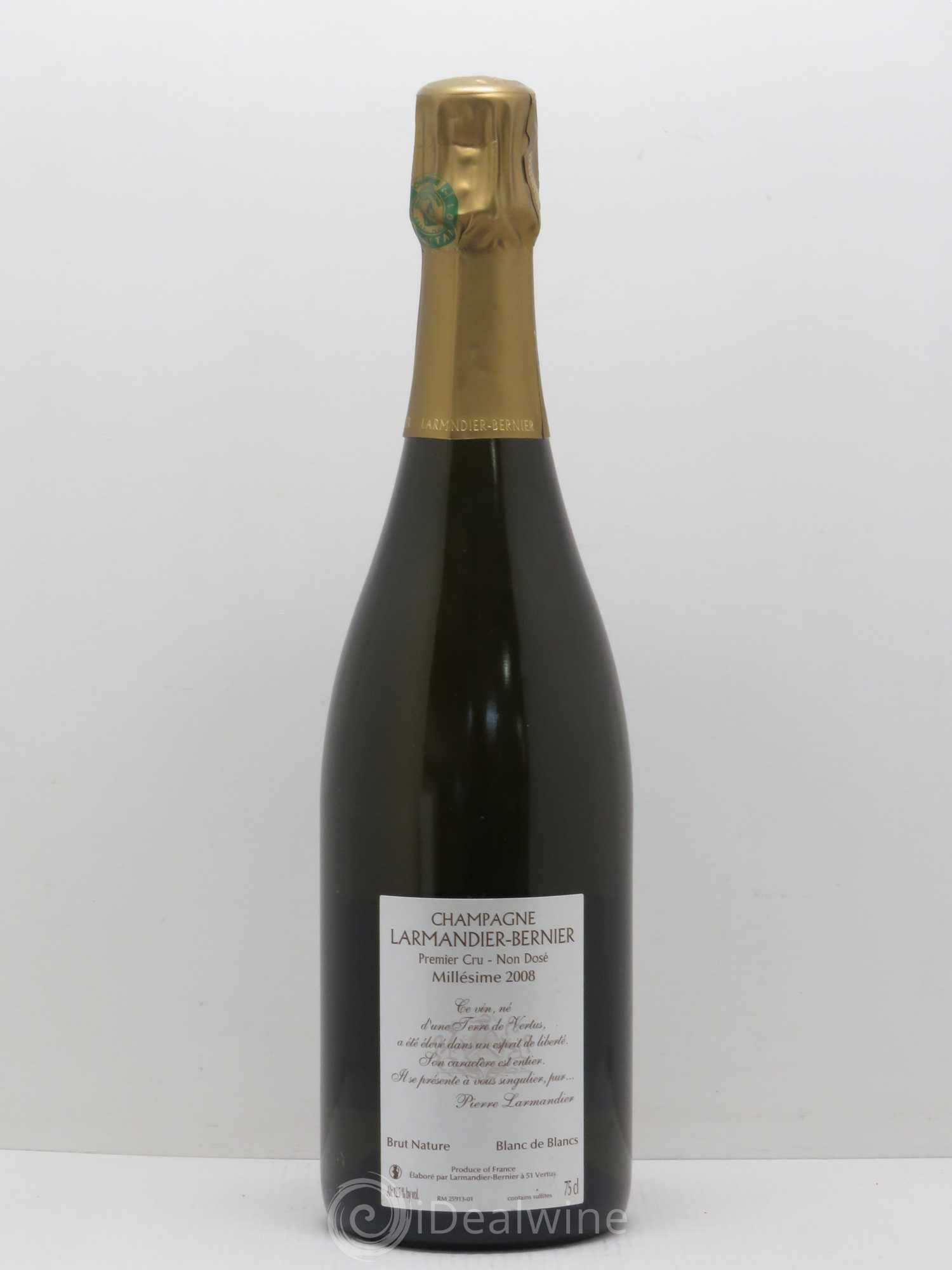 Terre de Vertus 1er Cru Non dosé Larmandier-Bernier 2008 - Lot de 1 bouteille - 1