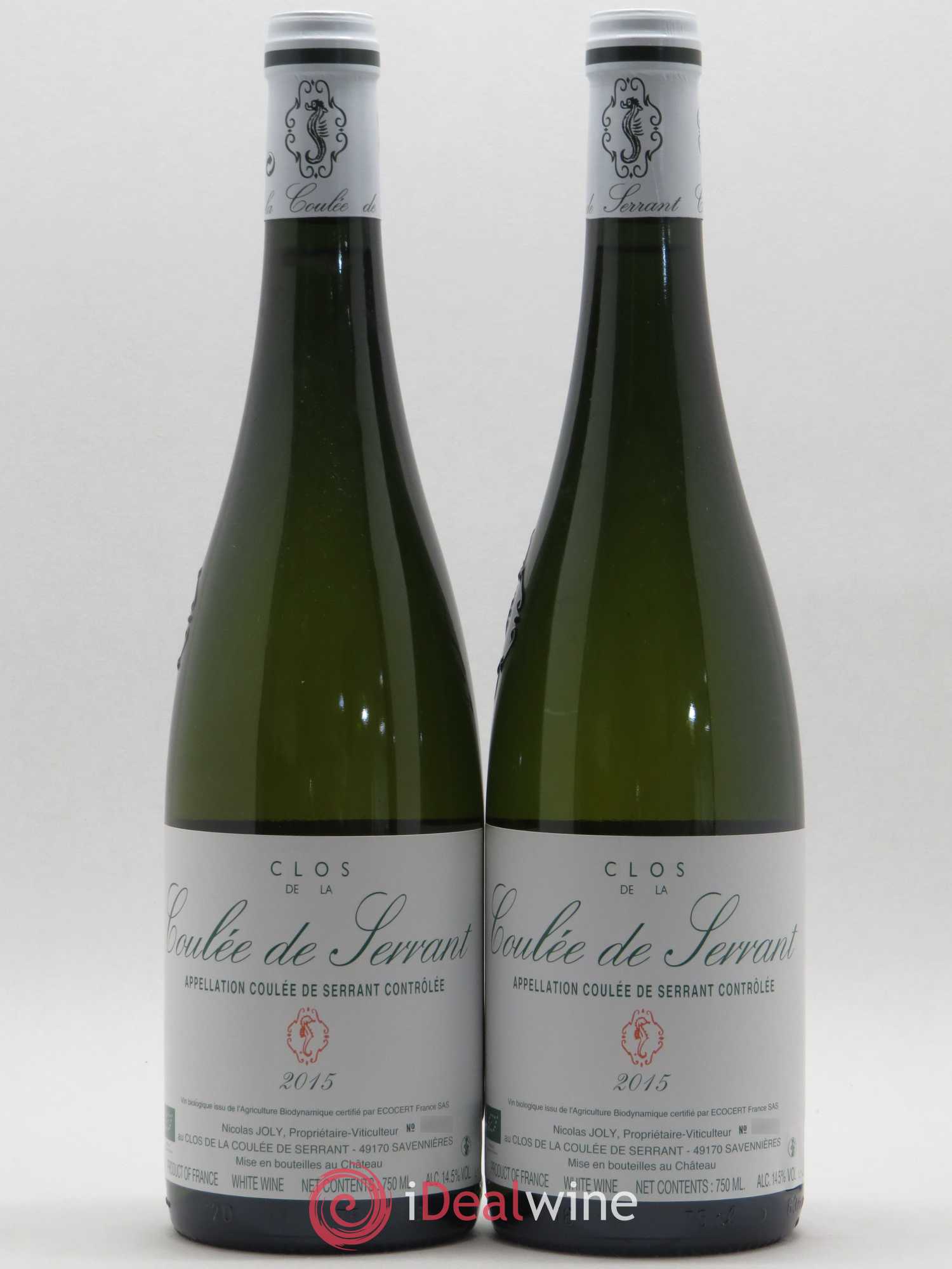 Savennières Clos de la Coulée de Serrant Vignobles de la Coulée de Serrant - Nicolas Joly 2015 - Lot de 2 bouteilles - 0