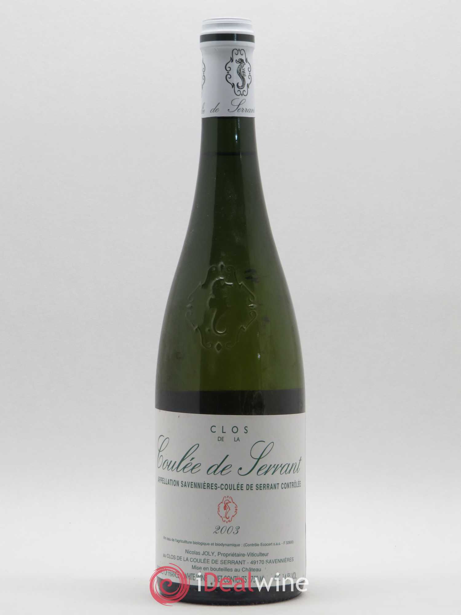 Savennières Clos de la Coulée de Serrant Vignobles de la Coulée de Serrant - Nicolas Joly 2003 - Lot de 1 bouteille - 0