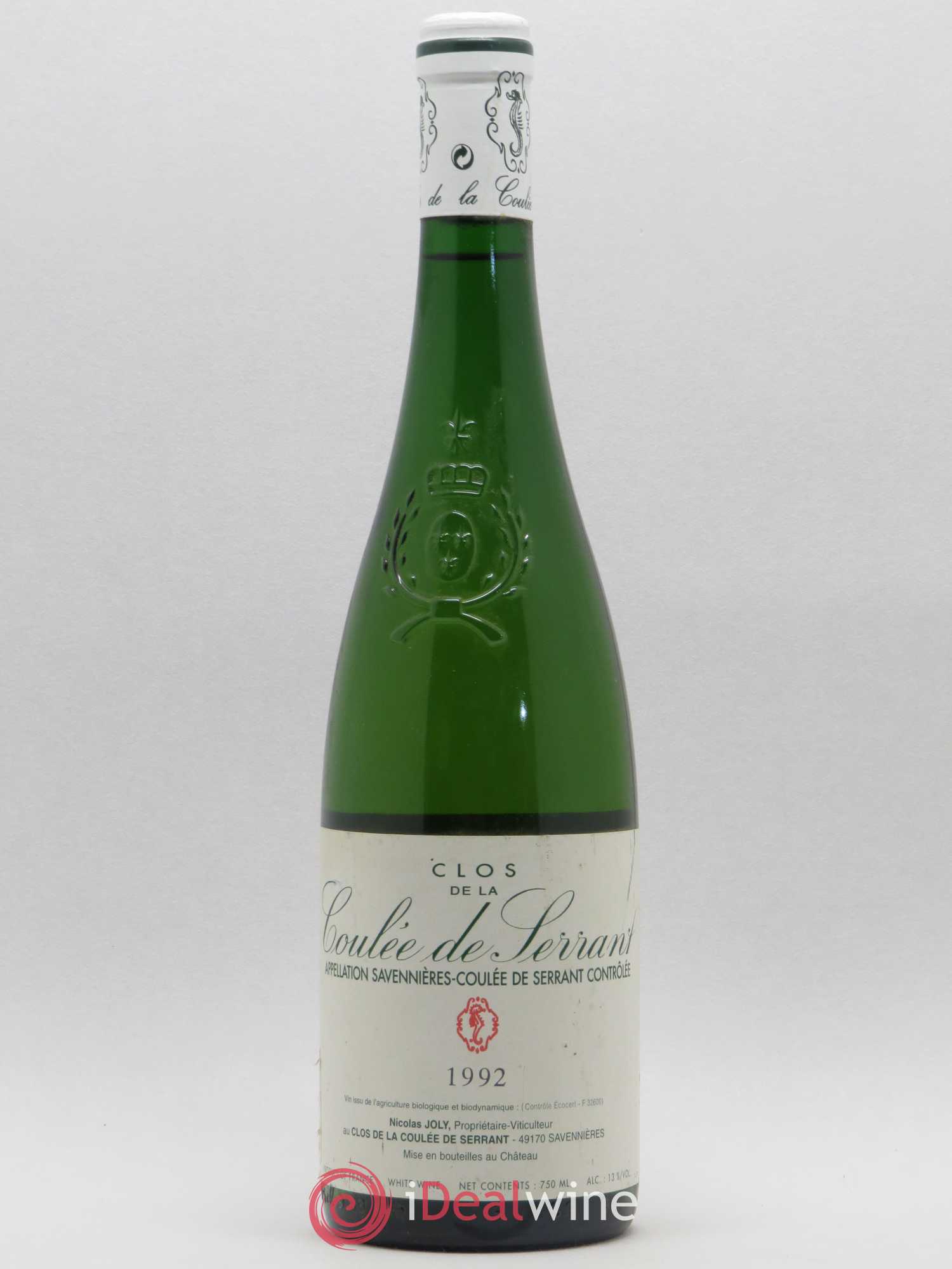Savennières Clos de la Coulée de Serrant Vignobles de la Coulée de Serrant - Nicolas Joly 1992 - Lot de 1 bouteille - 0