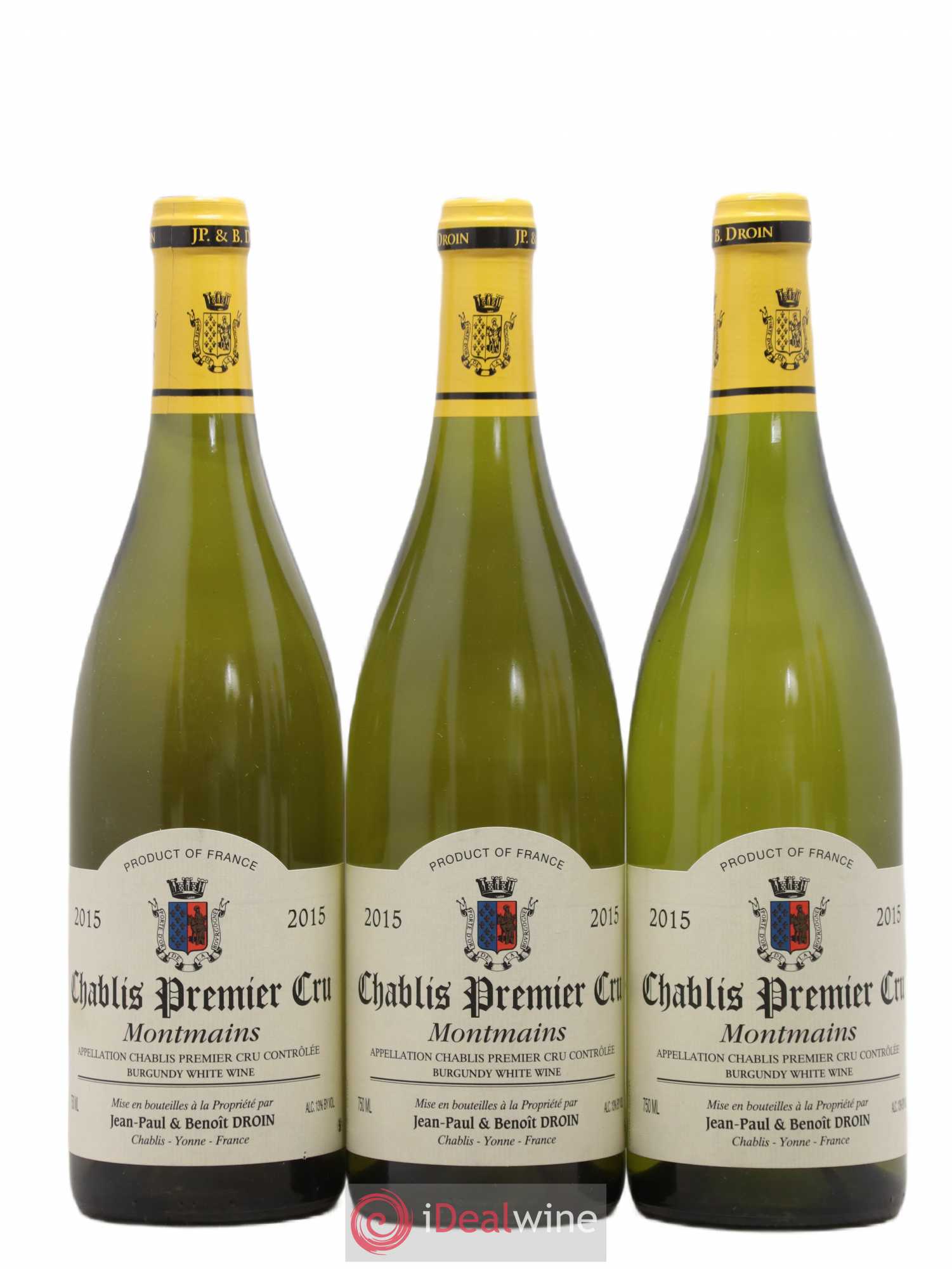 Chablis 1er Cru Montmains Jean-Paul & Benoît Droin (Domaine) 2015 - Lot de 3 bouteilles - 0