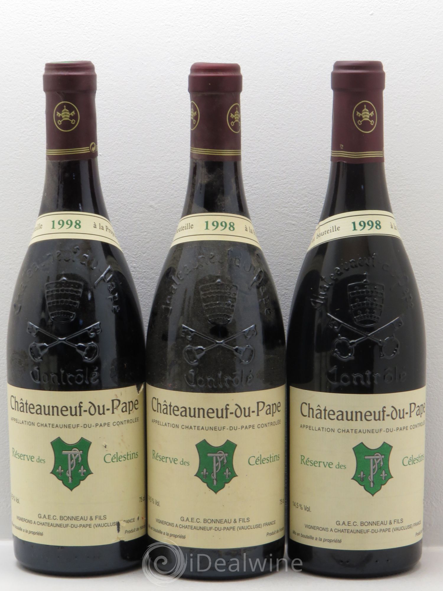 Châteauneuf-du-Pape Réserve des Célestins Henri Bonneau & Fils 1998 - Lot de 3 bouteilles - 0