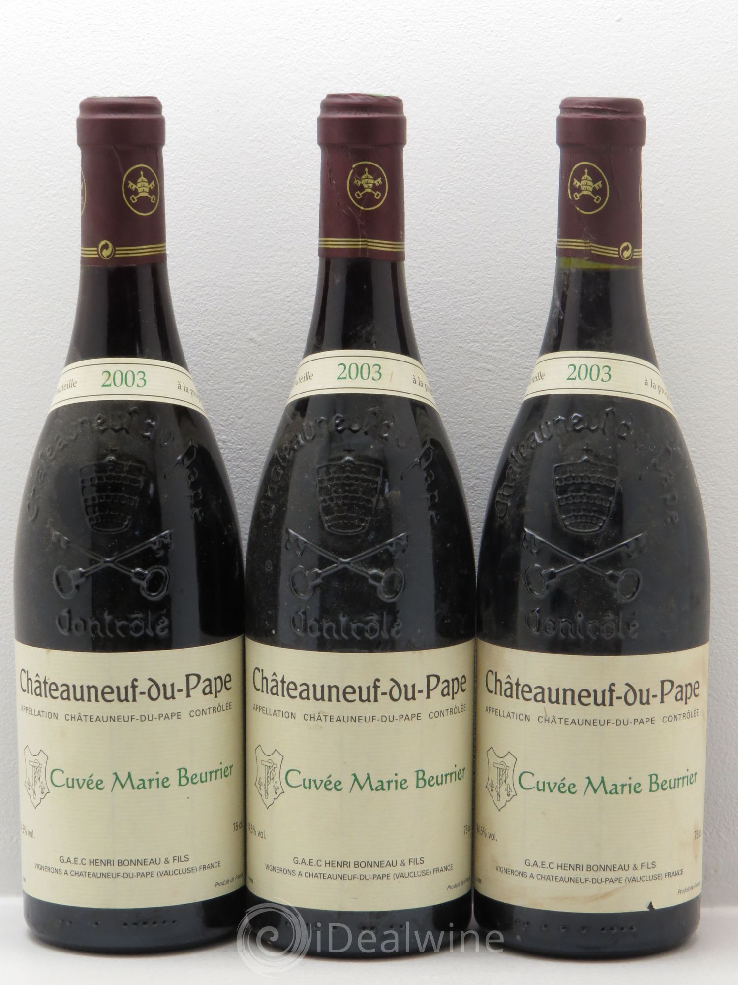 Châteauneuf-du-Pape Marie Beurrier Henri Bonneau & Fils 2003 - Lot de 3 bouteilles - 0