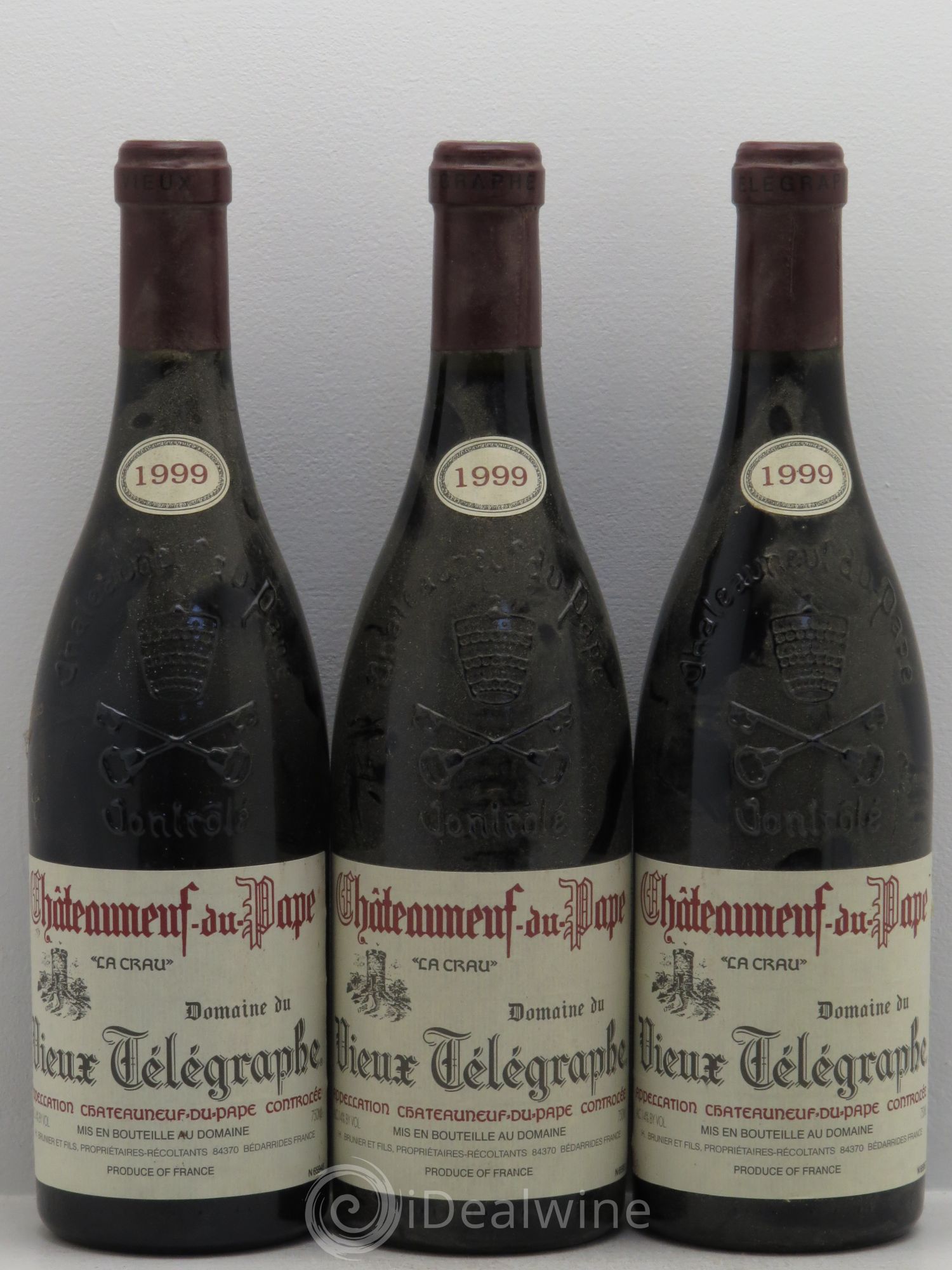Châteauneuf-du-Pape Vieux Télégraphe (Domaine du) Vignobles Brunier 1999 - Lot de 3 bouteilles - 0
