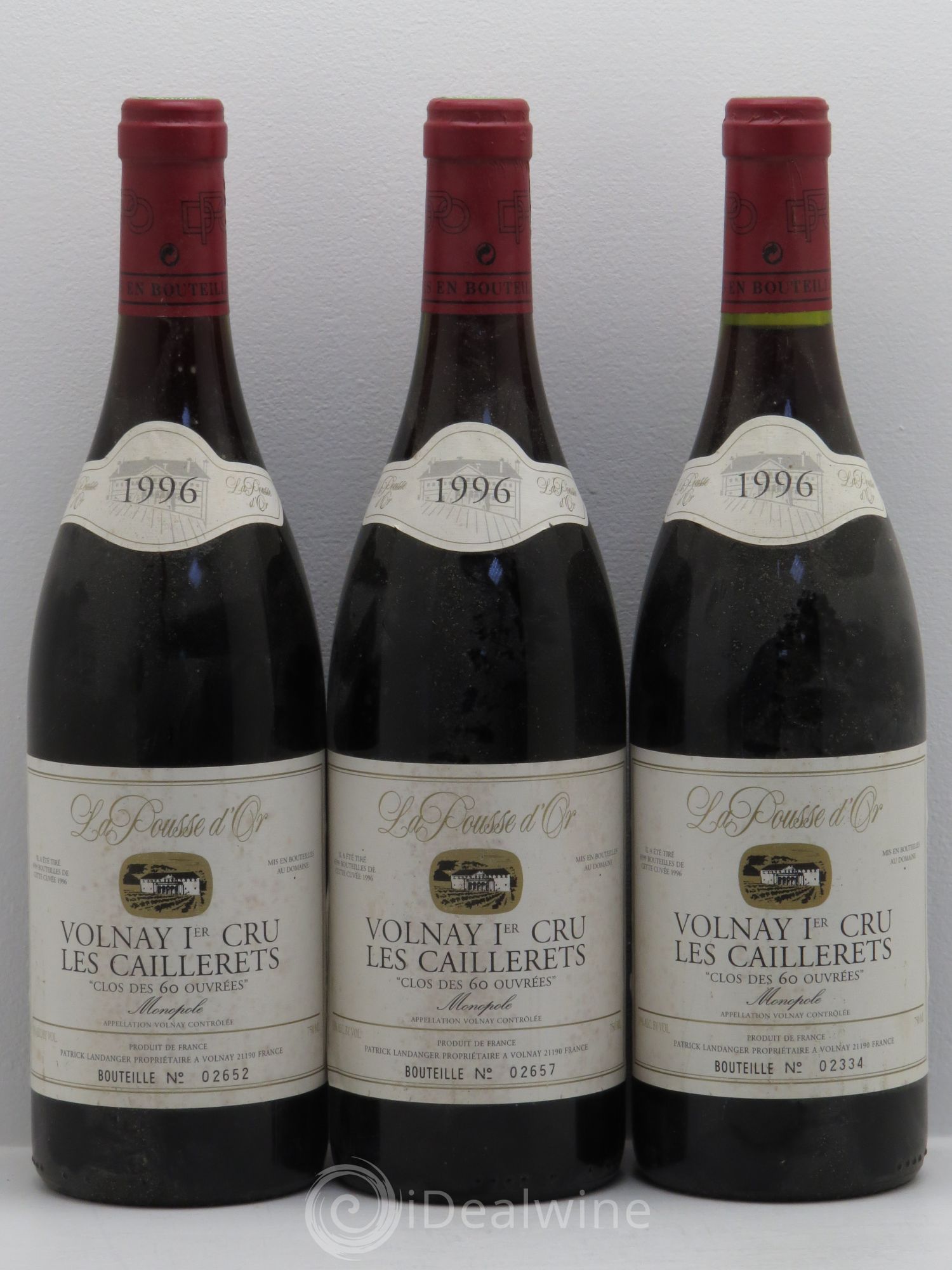 Volnay 1er Cru Clos des 60 ouvrées La Pousse d'Or (Domaine de) 1996 - Lot de 3 bouteilles - 0