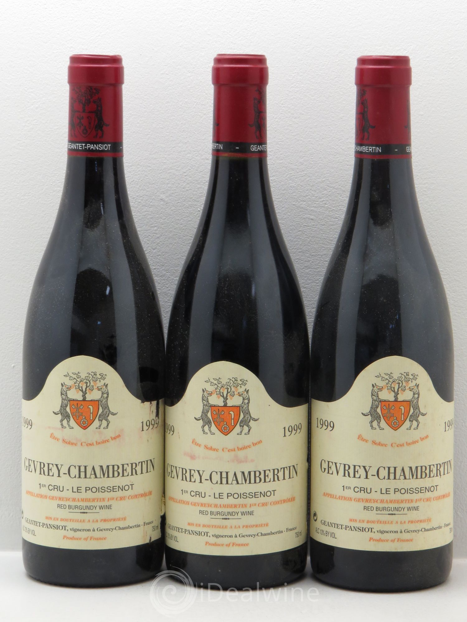 Gevrey-Chambertin 1er Cru Le Poissenot Geantet-Pansiot 1999 - Lot de 3 bouteilles - 0
