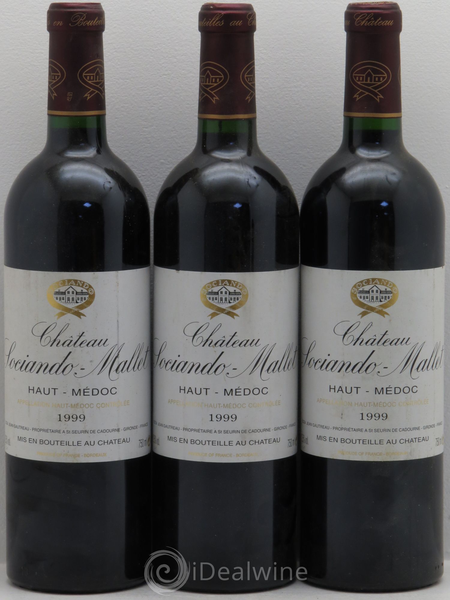 Château Sociando Mallet 1999 - Lot de 3 bouteilles - 0