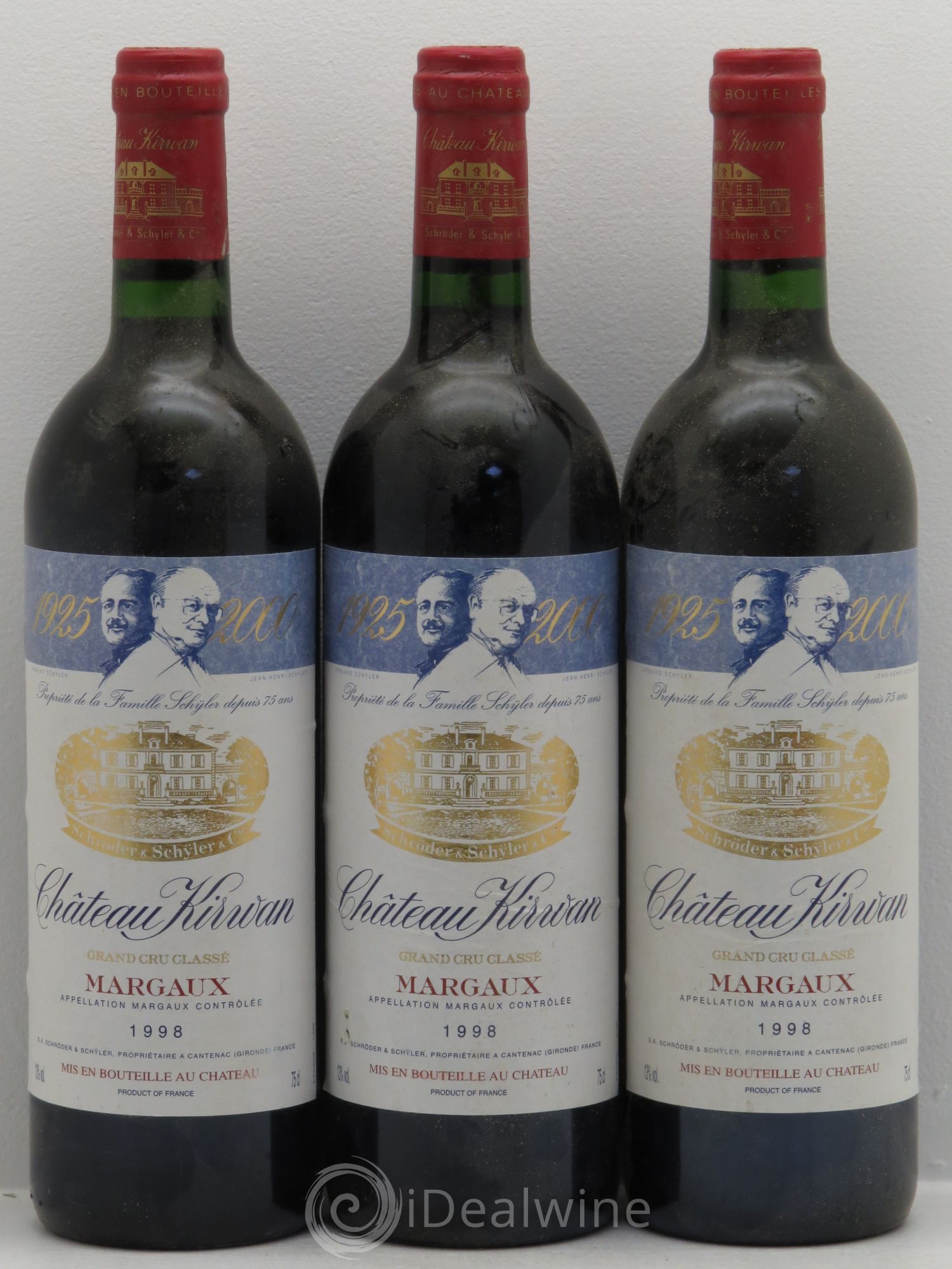 Château Kirwan 3ème Grand Cru Classé 1998 - Lot de 3 bouteilles - 0