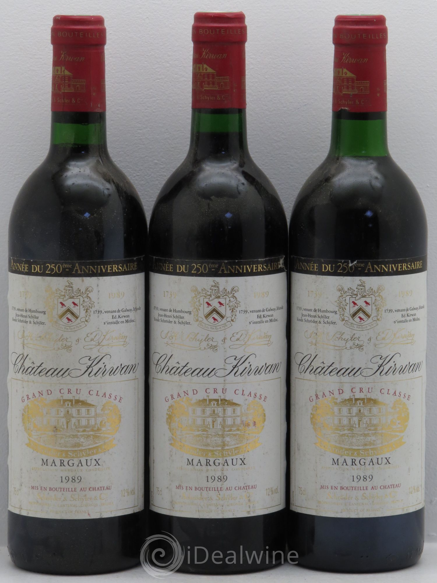 Château Kirwan 3ème Grand Cru Classé 1989 - Lot de 3 bouteilles - 0