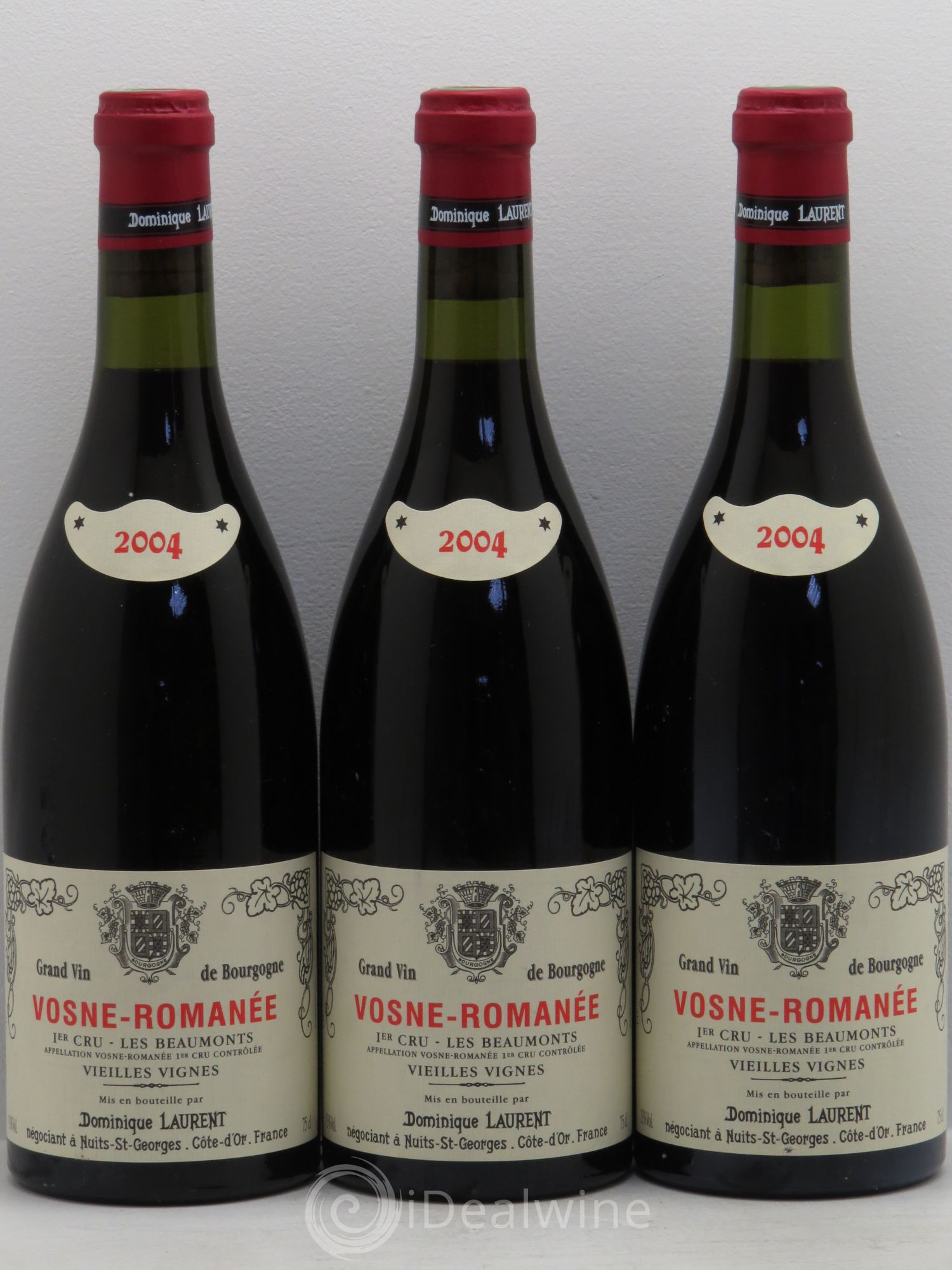 Vosne-Romanée 1er Cru Aux Beaumonts Vieilles Vignes Dominique Laurent 2004 - Lot de 3 bouteilles - 0