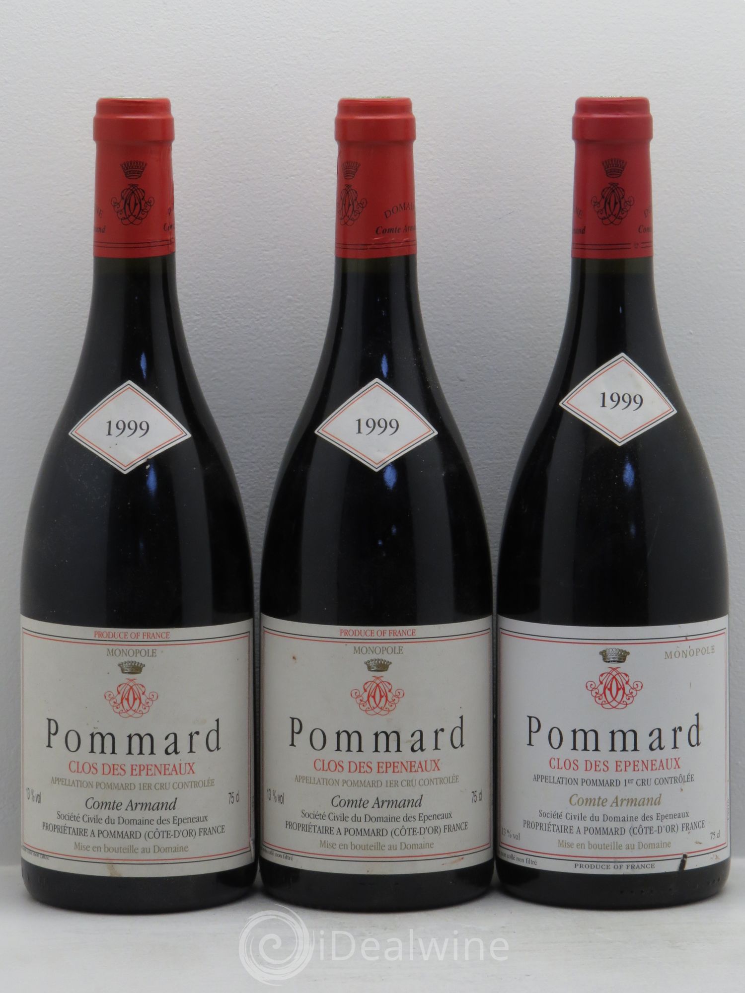 Pommard 1er Cru Clos des Epeneaux Comte Armand 1999 - Lot de 3 bouteilles - 0