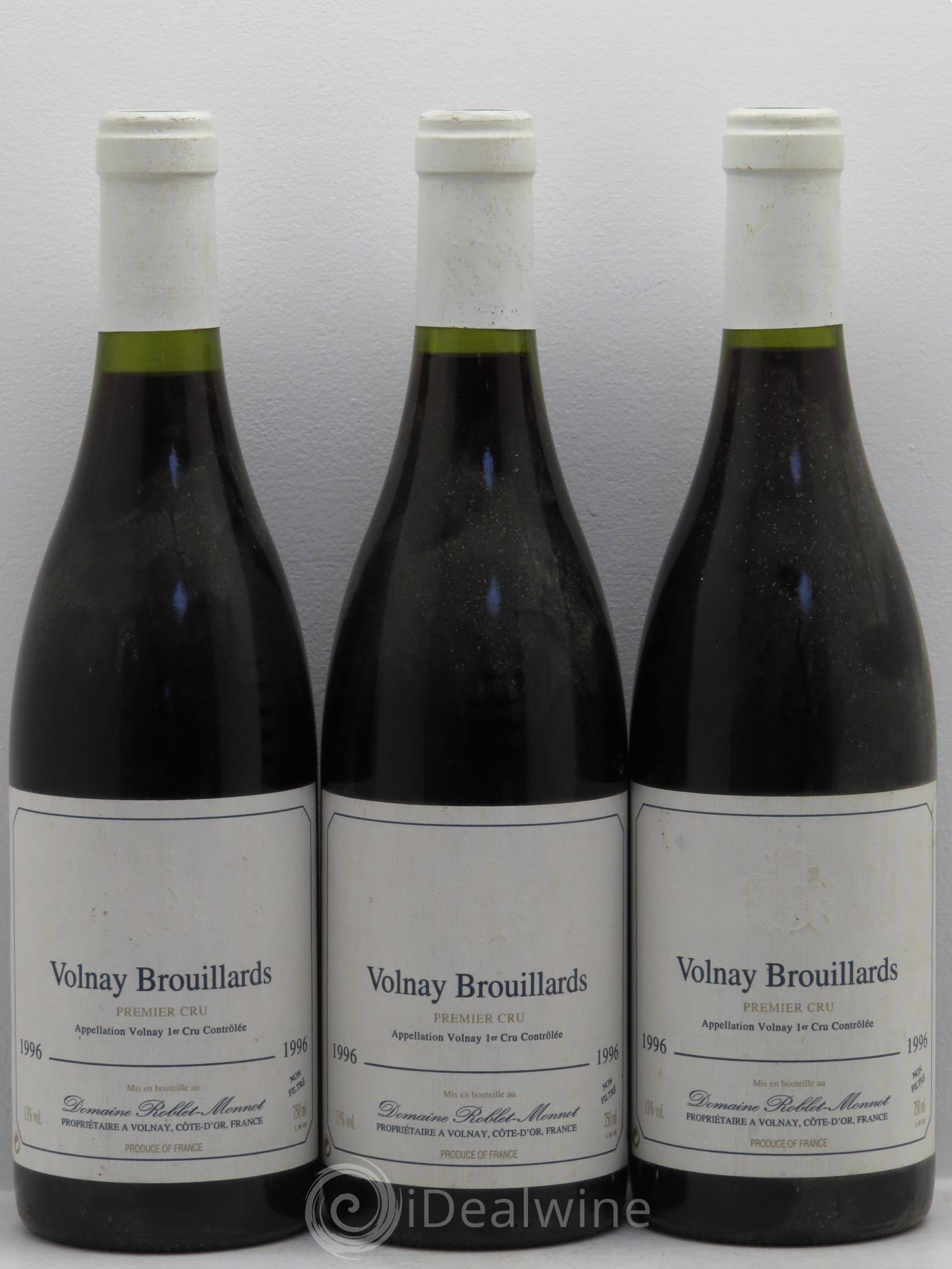 Volnay 1er Cru Brouillards Roblet Monnot 1996 - Lot de 3 bouteilles - 0