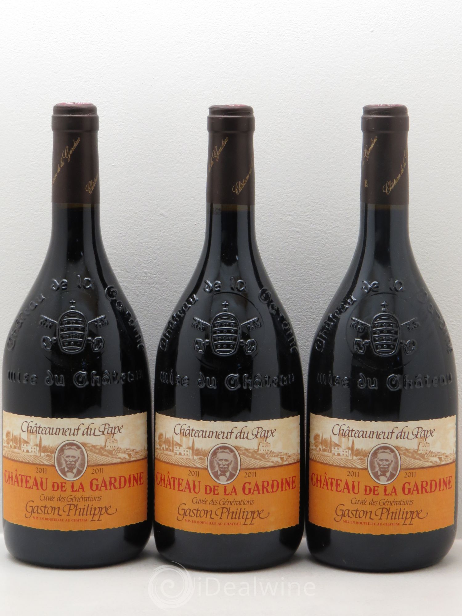 Châteauneuf-du-Pape Château de La Gardine Cuvée des Générations Gaston Philippe Famille Brunel 2011 - Lot de 3 bouteilles - 0