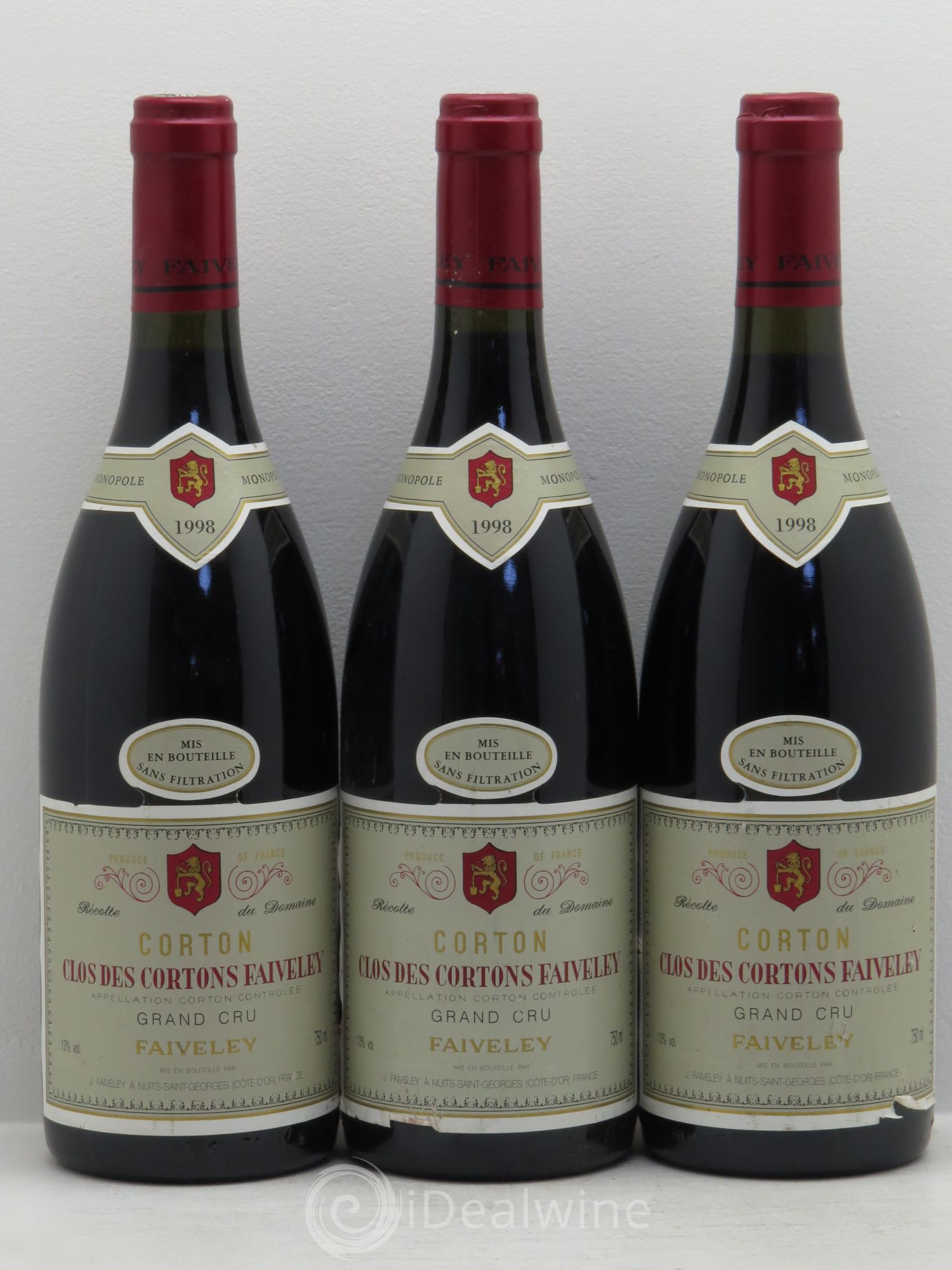 Corton Grand Cru Clos des Cortons Faiveley 1998 - Lot de 3 bouteilles - 0