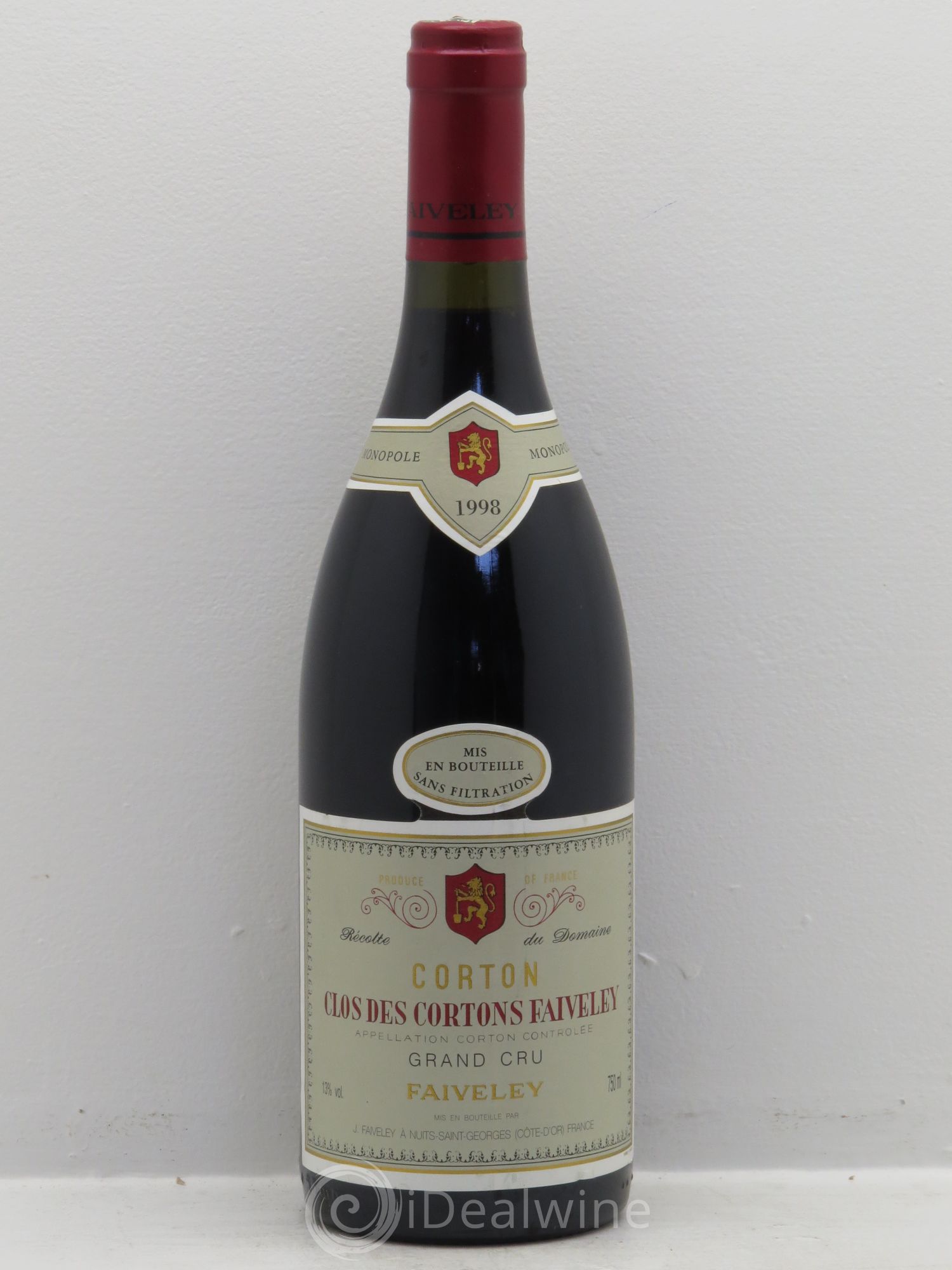 Corton Grand Cru Clos des Cortons Faiveley 1998 - Lot de 1 bouteille - 0