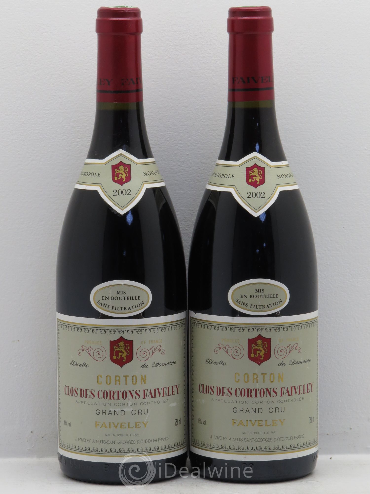 Corton Grand Cru Clos des Cortons Faiveley 2002 - Lot de 2 bouteilles - 0