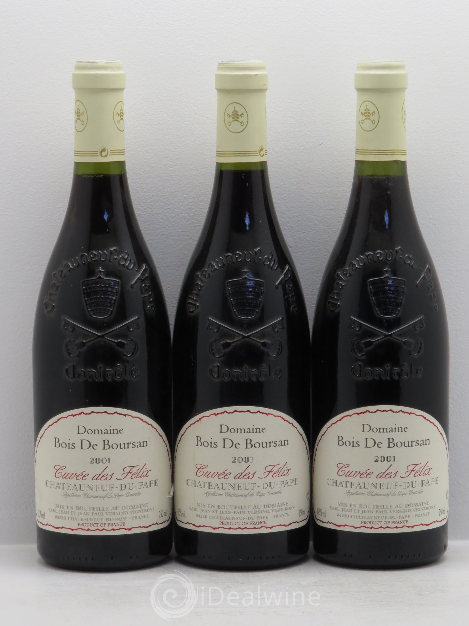 Châteauneuf-du-Pape Bois de Boursan (Domaine) Cuvée des Félix Jean et Jean-Paul Versino 2001 - Lot de 3 bouteilles - 0