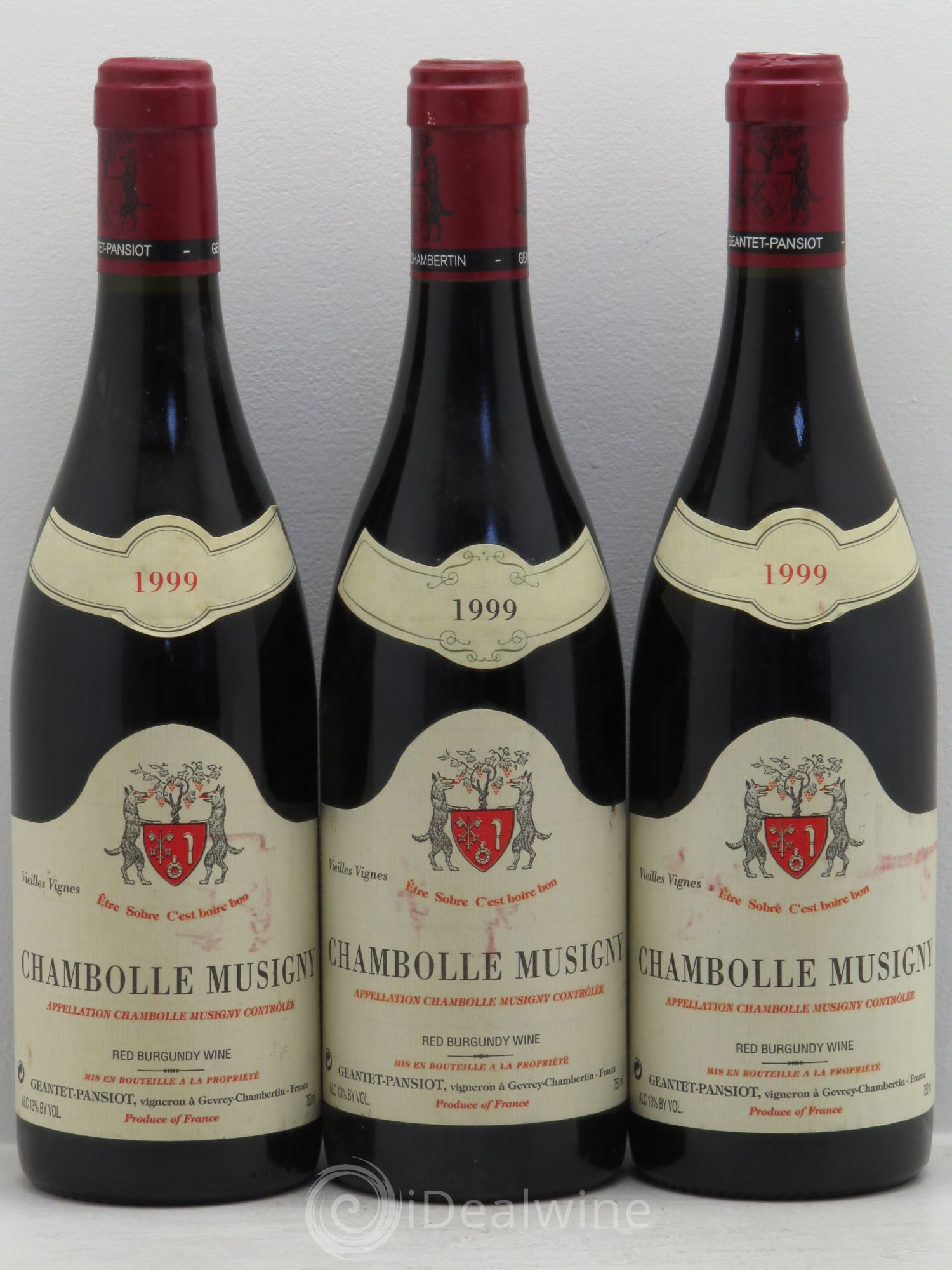 Chambolle-Musigny Vieilles vignes Geantet-Pansiot 1999 - Lot de 3 bouteilles - 0