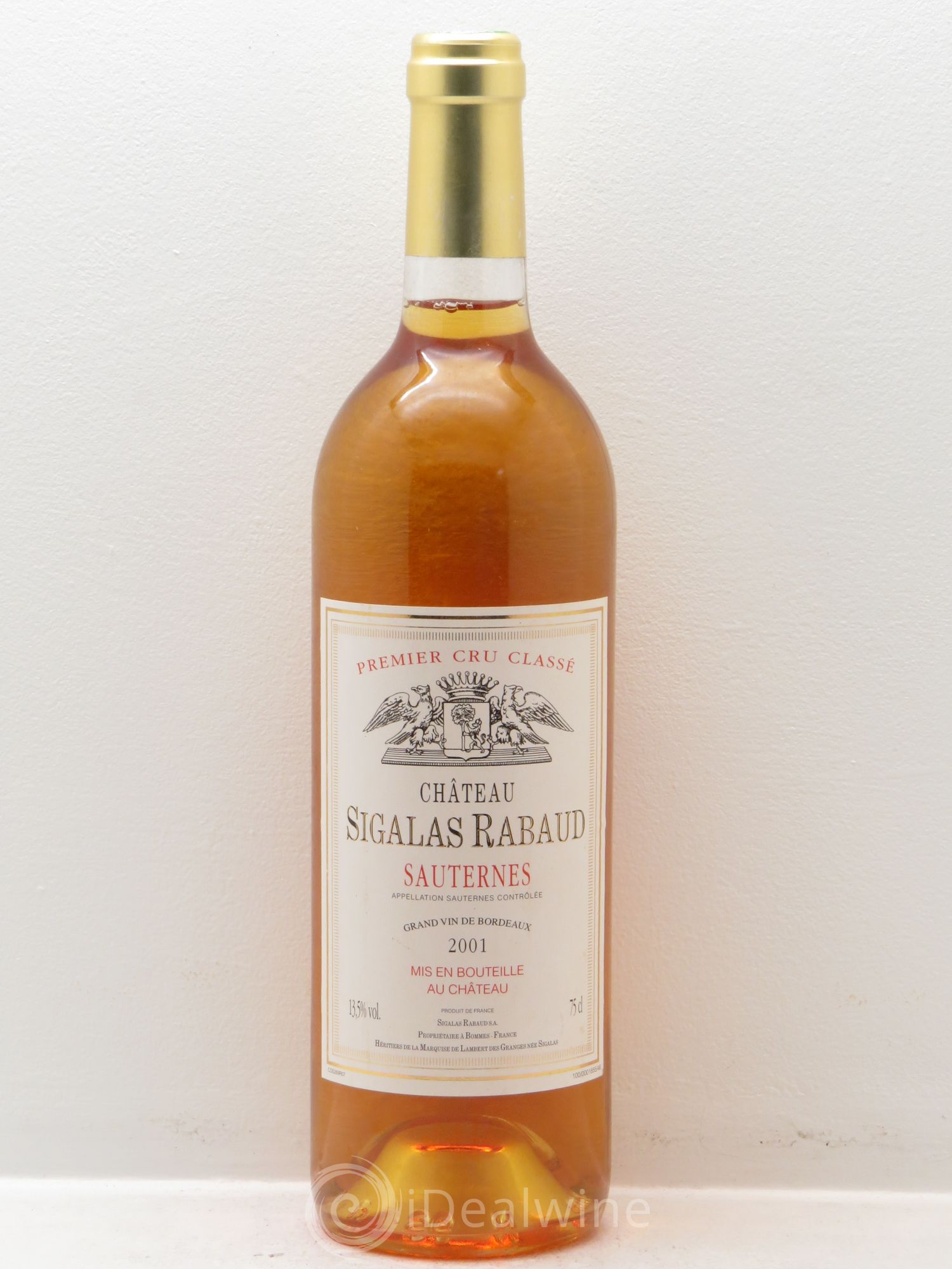 Château Sigalas Rabaud 1er Grand Cru Classé 2001 - Posten von 1 Flasche - 0