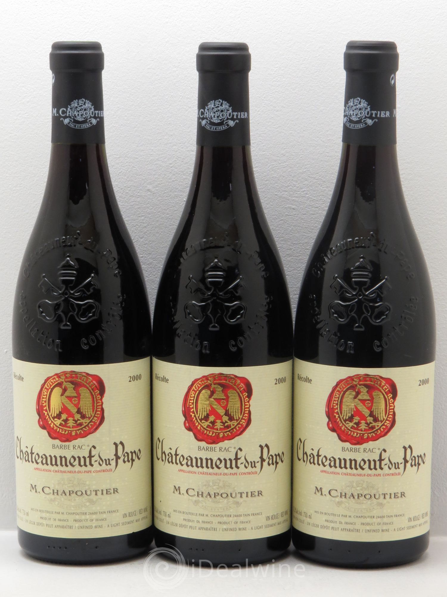 Châteauneuf-du-Pape Barbe Rac Chapoutier 2000 - Lot de 3 bouteilles - 0