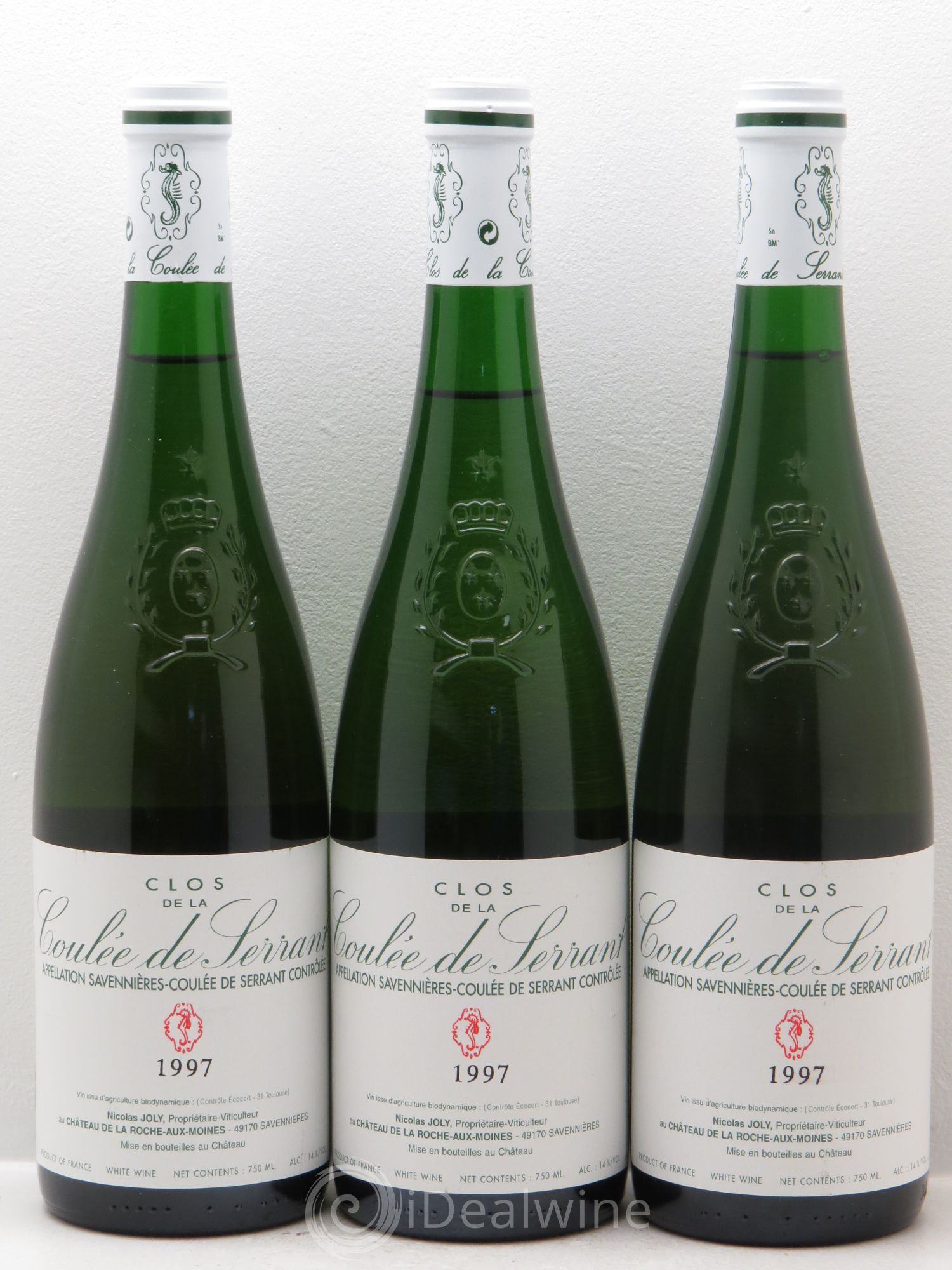 Savennières Clos de la Coulée de Serrant Vignobles de la Coulée de Serrant - Nicolas Joly 1997 - Lot de 3 bouteilles - 0