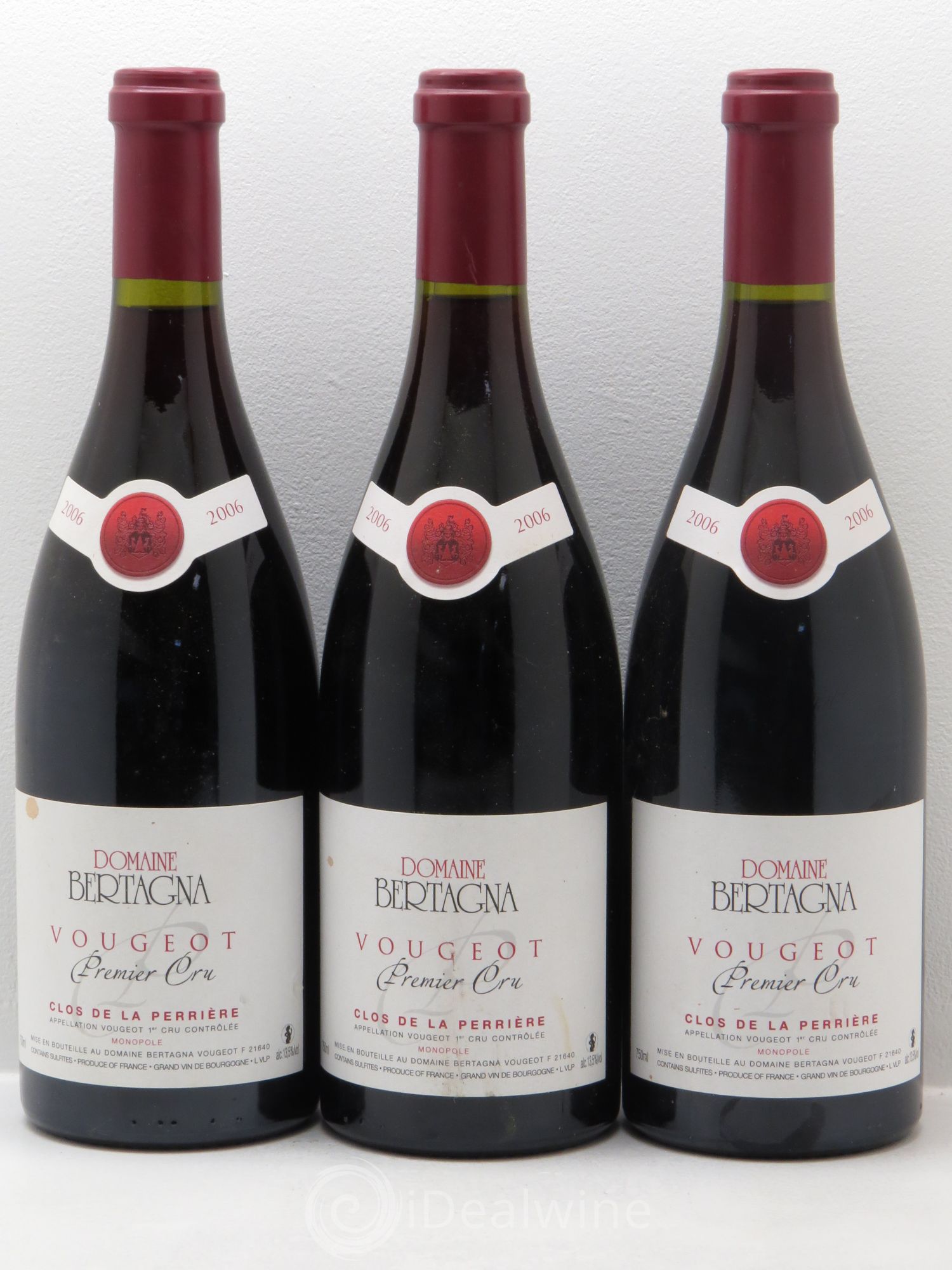 Vougeot 1er Cru Clos de La Perrière Monopole Bertagna 2006 - Lot de 3 bouteilles - 0