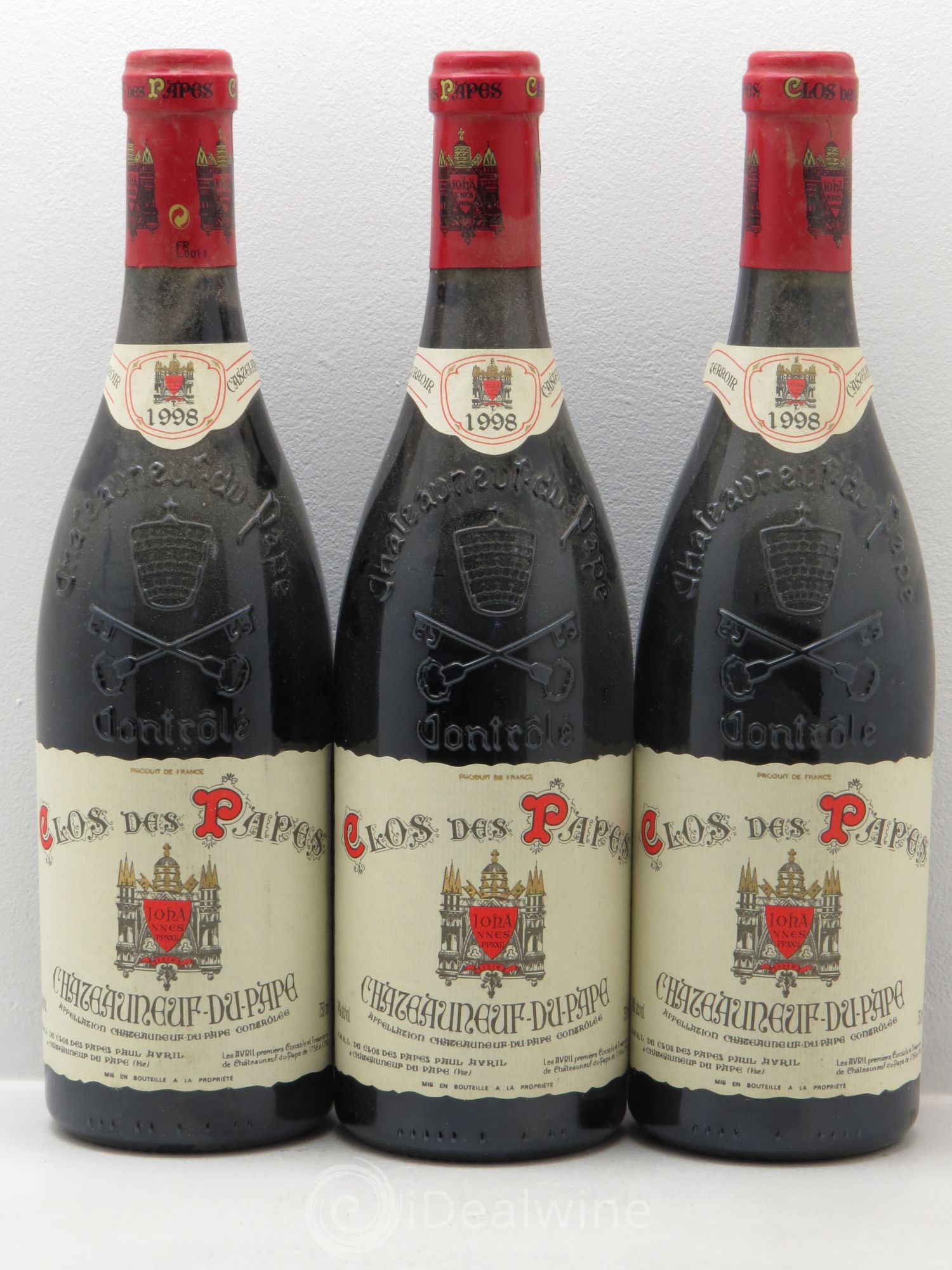 Châteauneuf-du-Pape Clos des Papes - Paul Avril 1998 - Lot de 3 bouteilles - 0