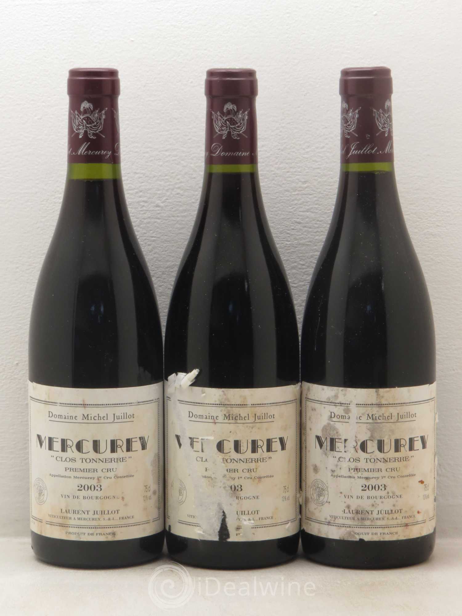 Mercurey 1er Cru Clos Tonnerre Domaine Michel Juillot 2003 - Posten von 6 Flaschen - 2