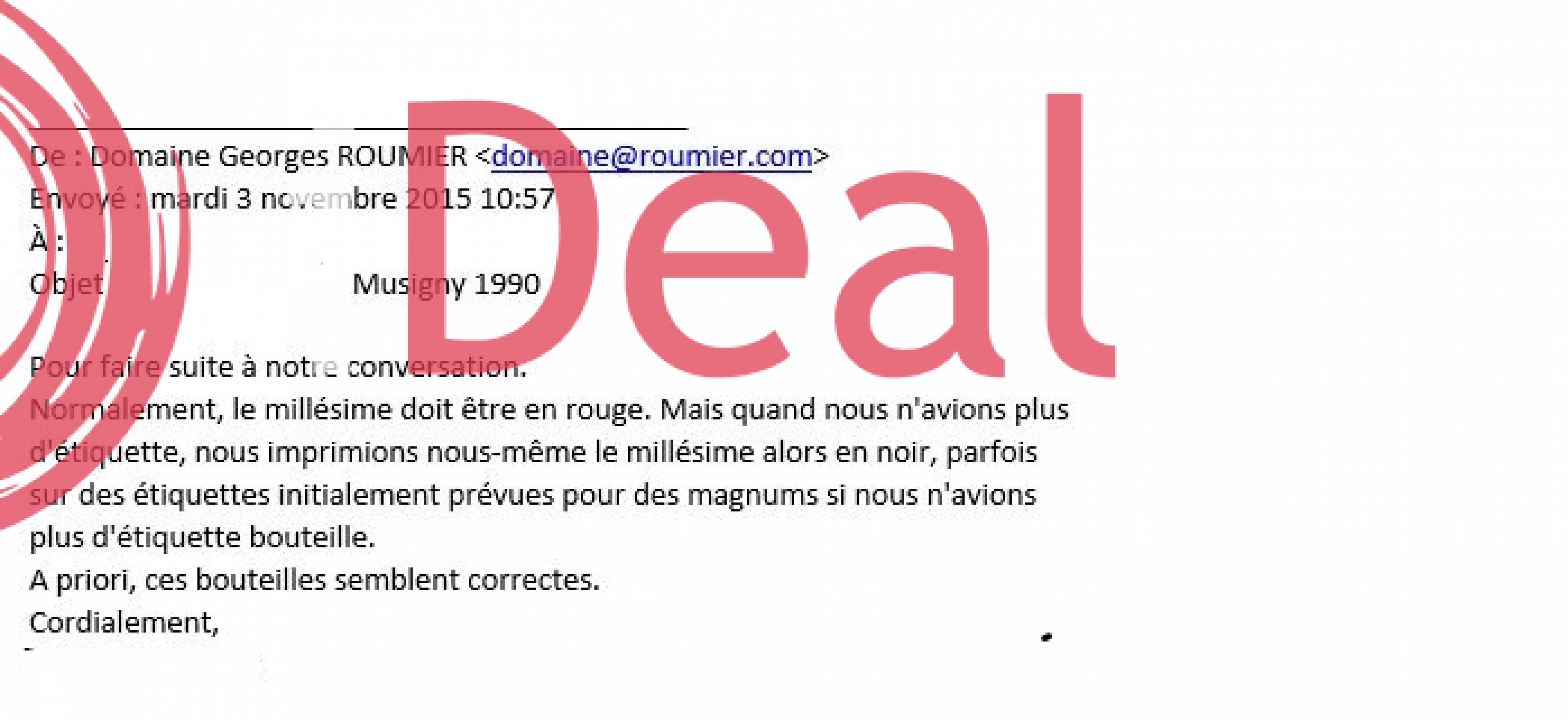 Musigny Grand Cru Georges Roumier (Domaine) 1990 - Lot de 1 bouteille - 2