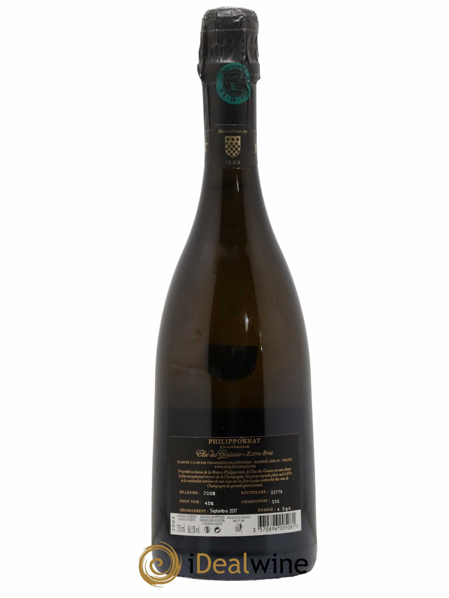 Clos des Goisses Philipponnat 2008 - Lot de 1 bouteille - 1