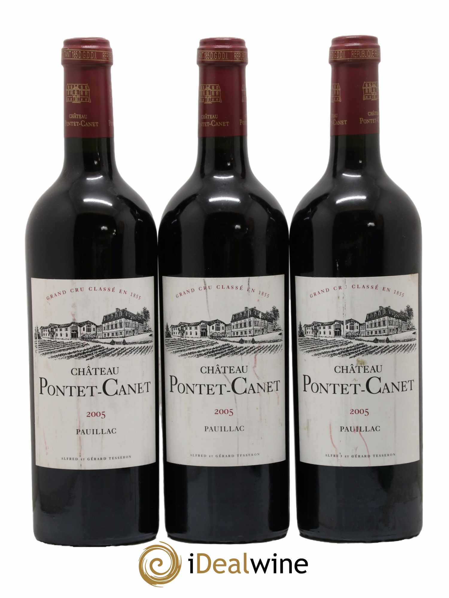 Château Pontet Canet 5ème Grand Cru Classé 2005 - Lot de 3 bouteilles - 0
