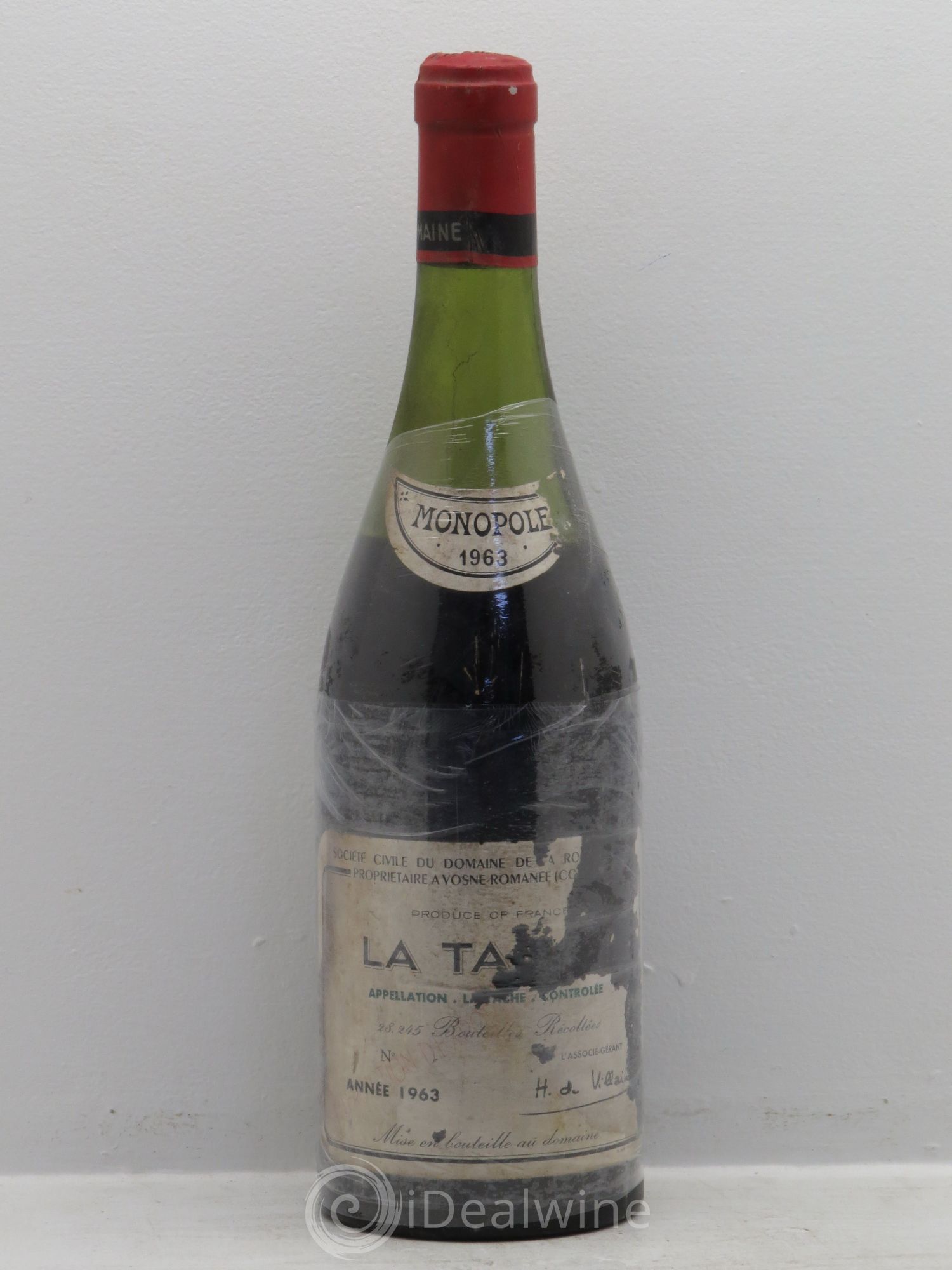 La Tâche Grand Cru Domaine de la Romanée-Conti 1963 - Lot de 1 bouteille - 0