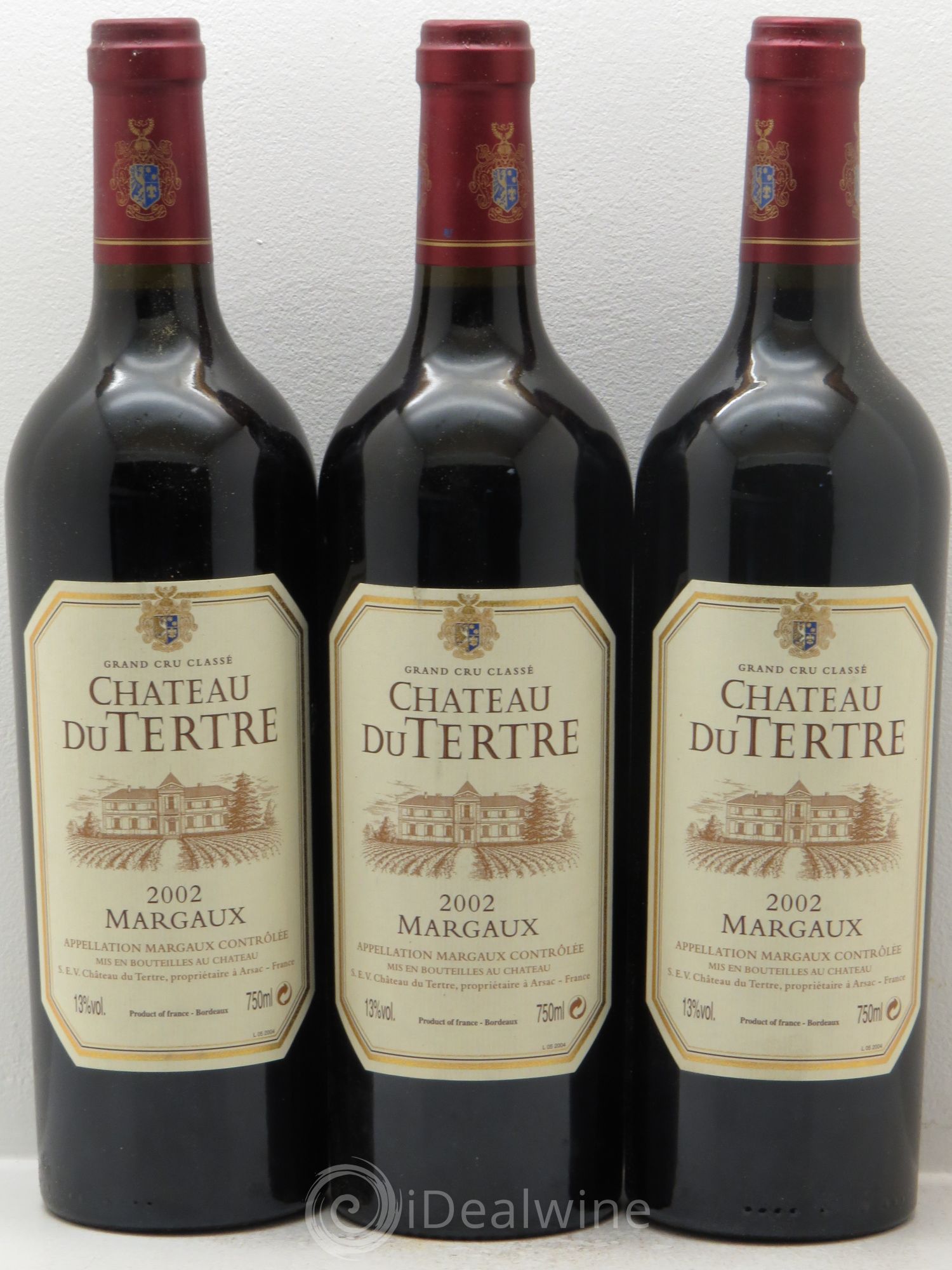 Château du Tertre 5ème Grand Cru Classé 2002 - Lot de 3 bouteilles - 0