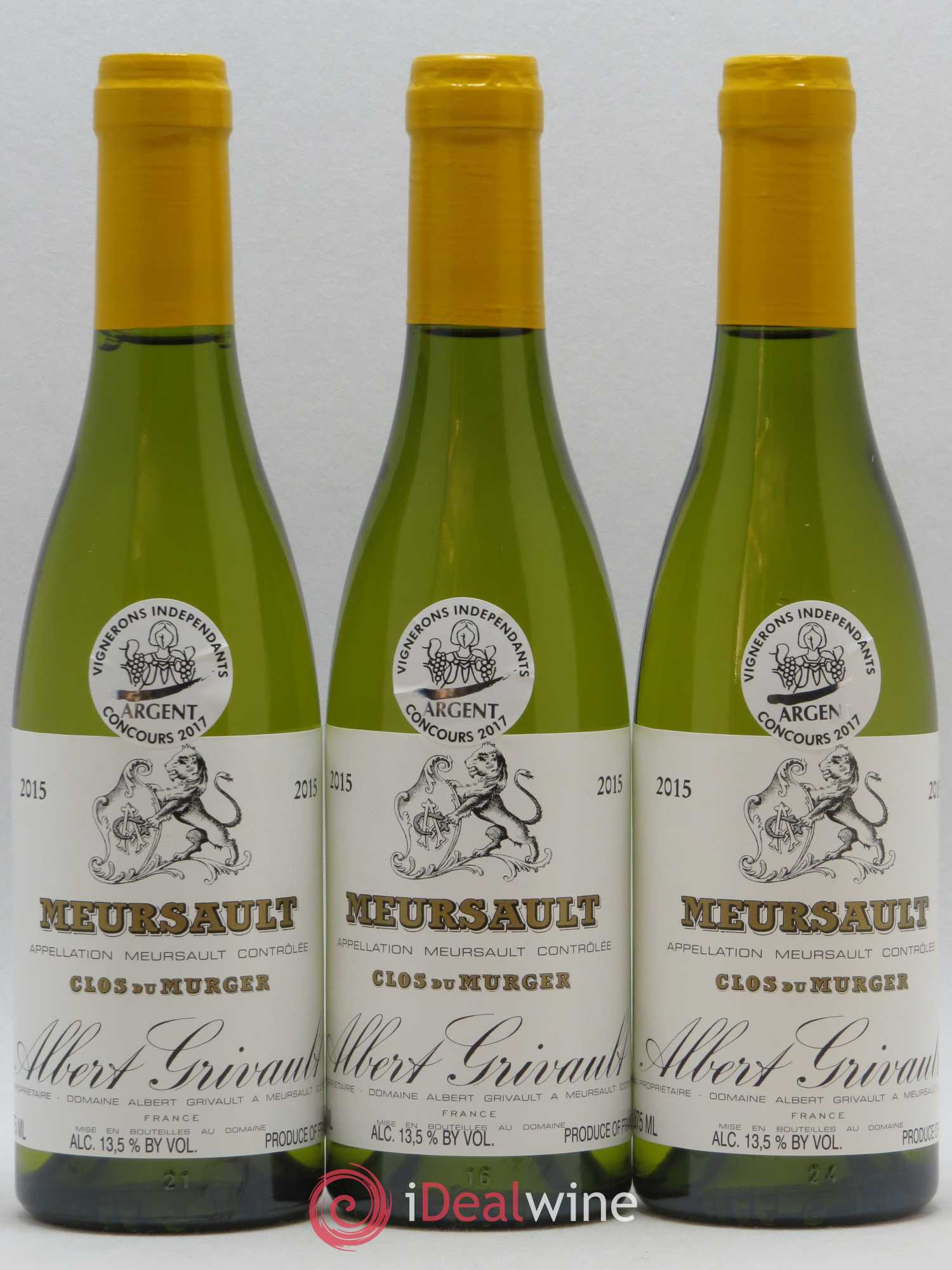 Meursault Clos du Murger Albert Grivault 2015 - Posten von 6 Demi-Flaschen - 2