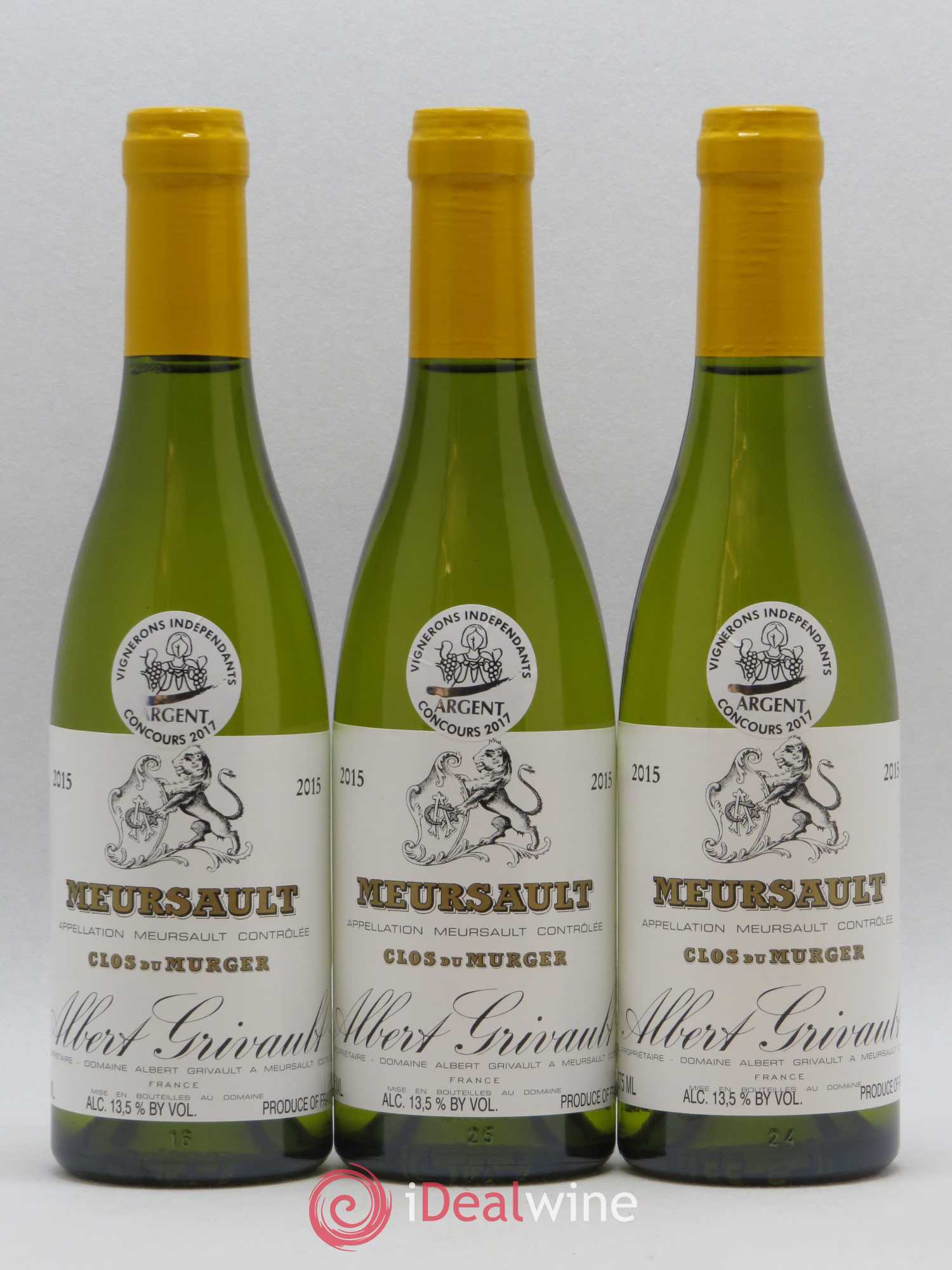 Meursault Clos du Murger Albert Grivault 2015 - Lot de 6 demi bouteilles - 1