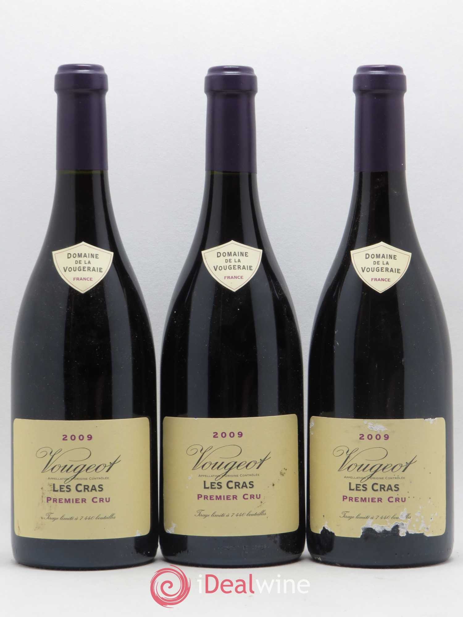 Vougeot 1er Cru Les Cras Domaine de La Vougeraie 2009 - Posten von 3 Flaschen - 0