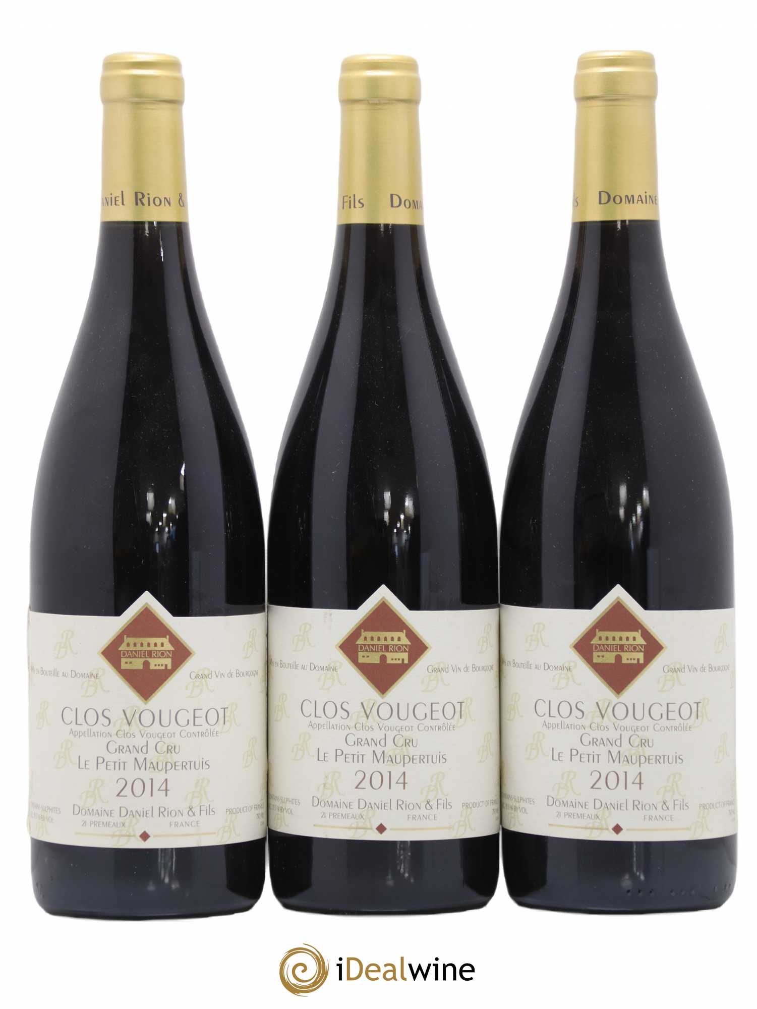 Clos de Vougeot Grand Cru Le Petit Maupertuis Daniel Rion 2014 - Lot de 3 bouteilles - 0
